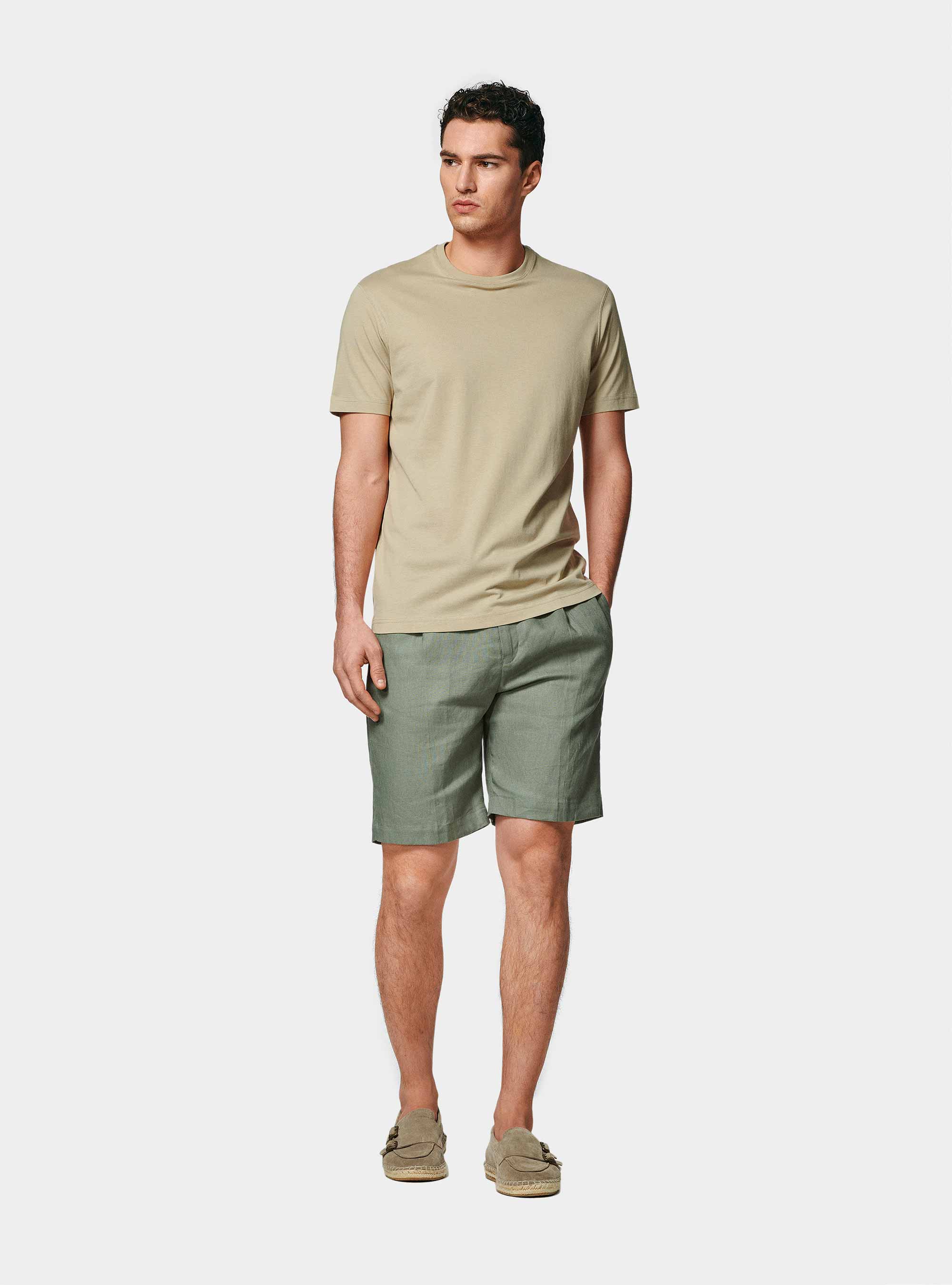 Half-sleeve T-shirt in Supima cotton, SAND