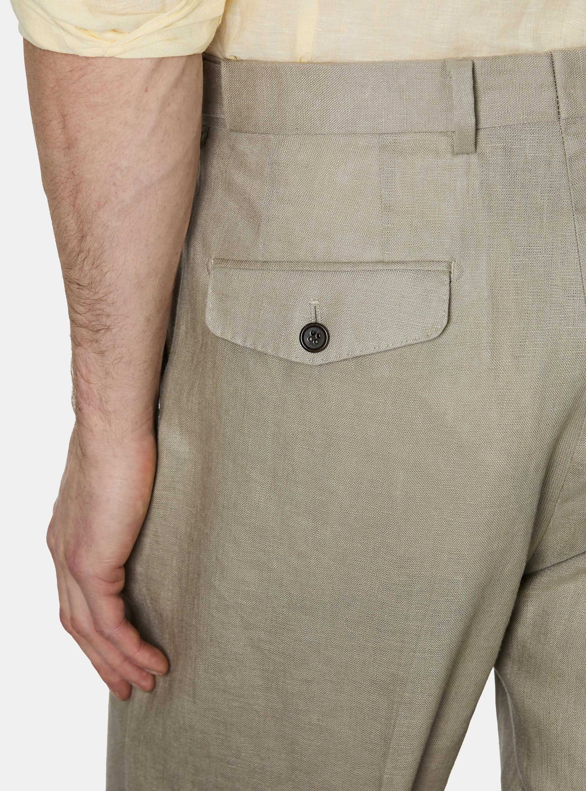Pure linen double pleat trousers, SAND