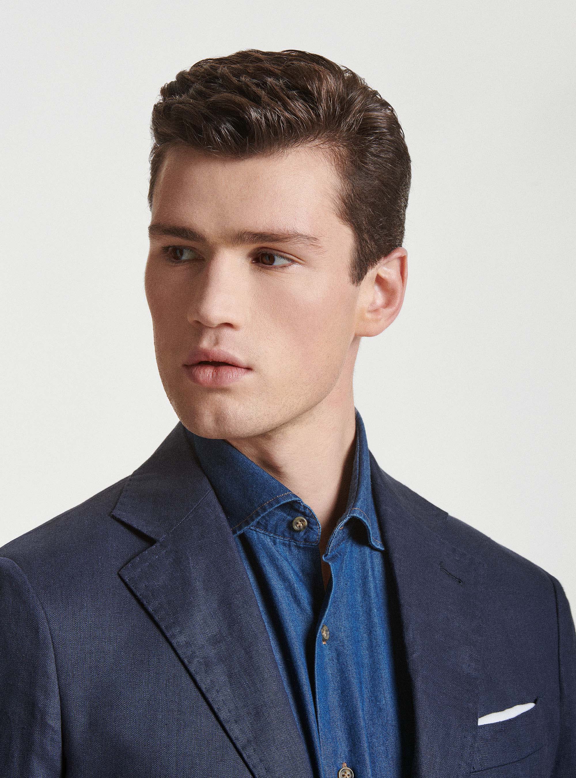 Pure linen suit blazer, NAVY BLUE