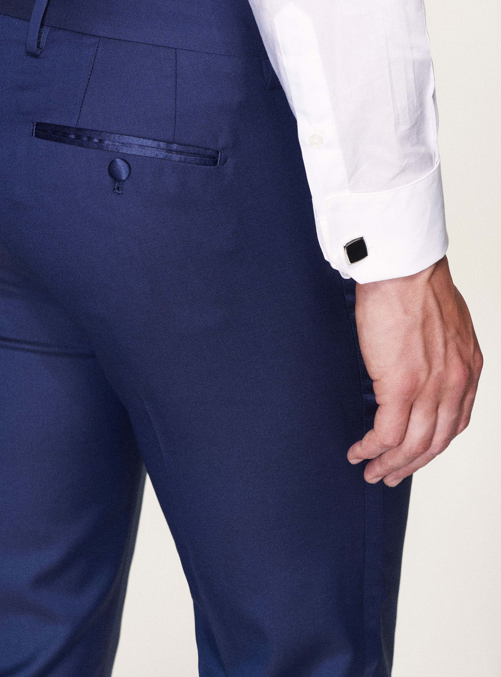 Pure superfine wool 110's Vitale Barberis Canonico tuxedo trousers, BASALT