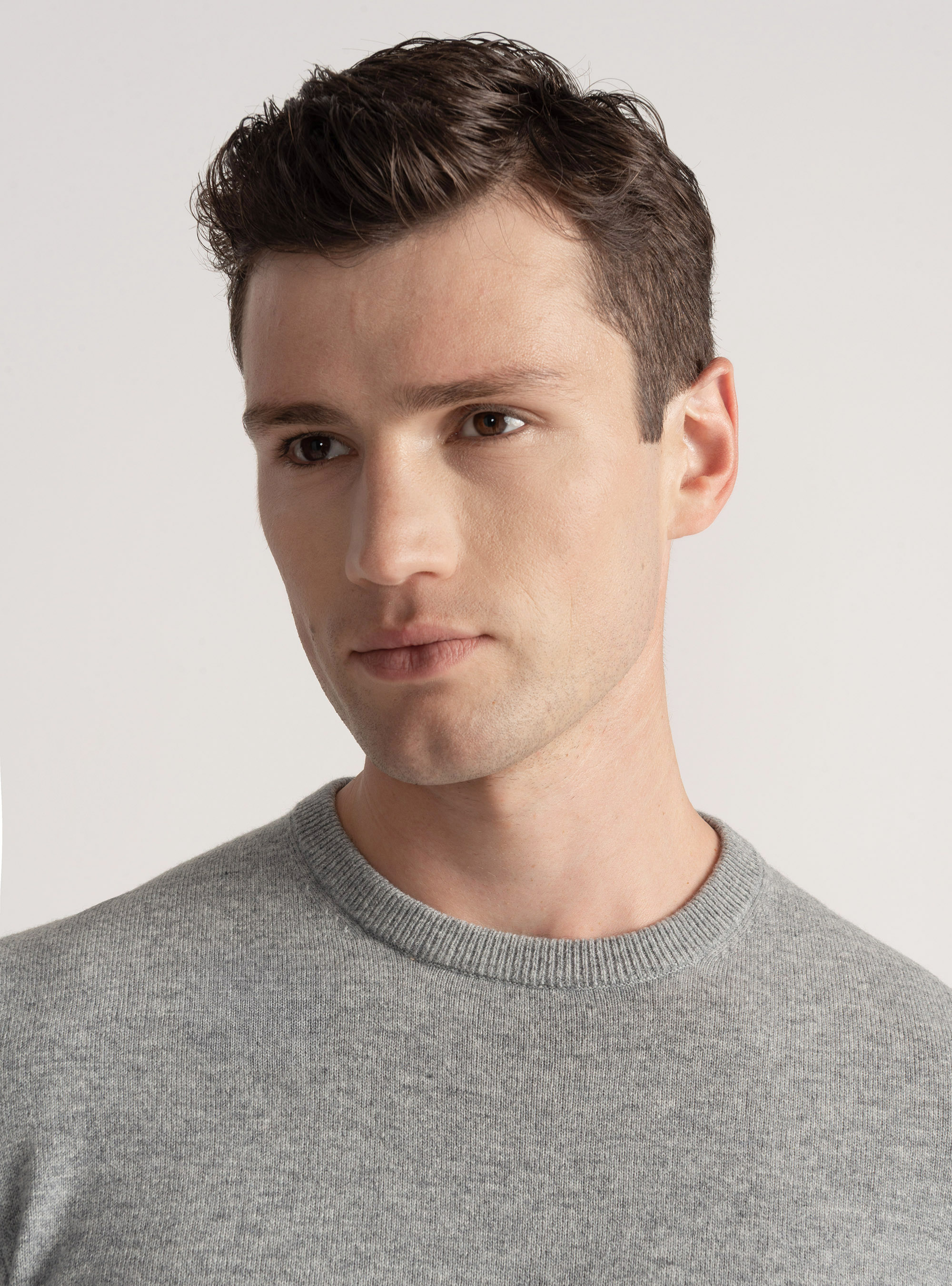 Maglia girocollo in lana lambswool e cashmere, GRIGIO MELANGE 0151C