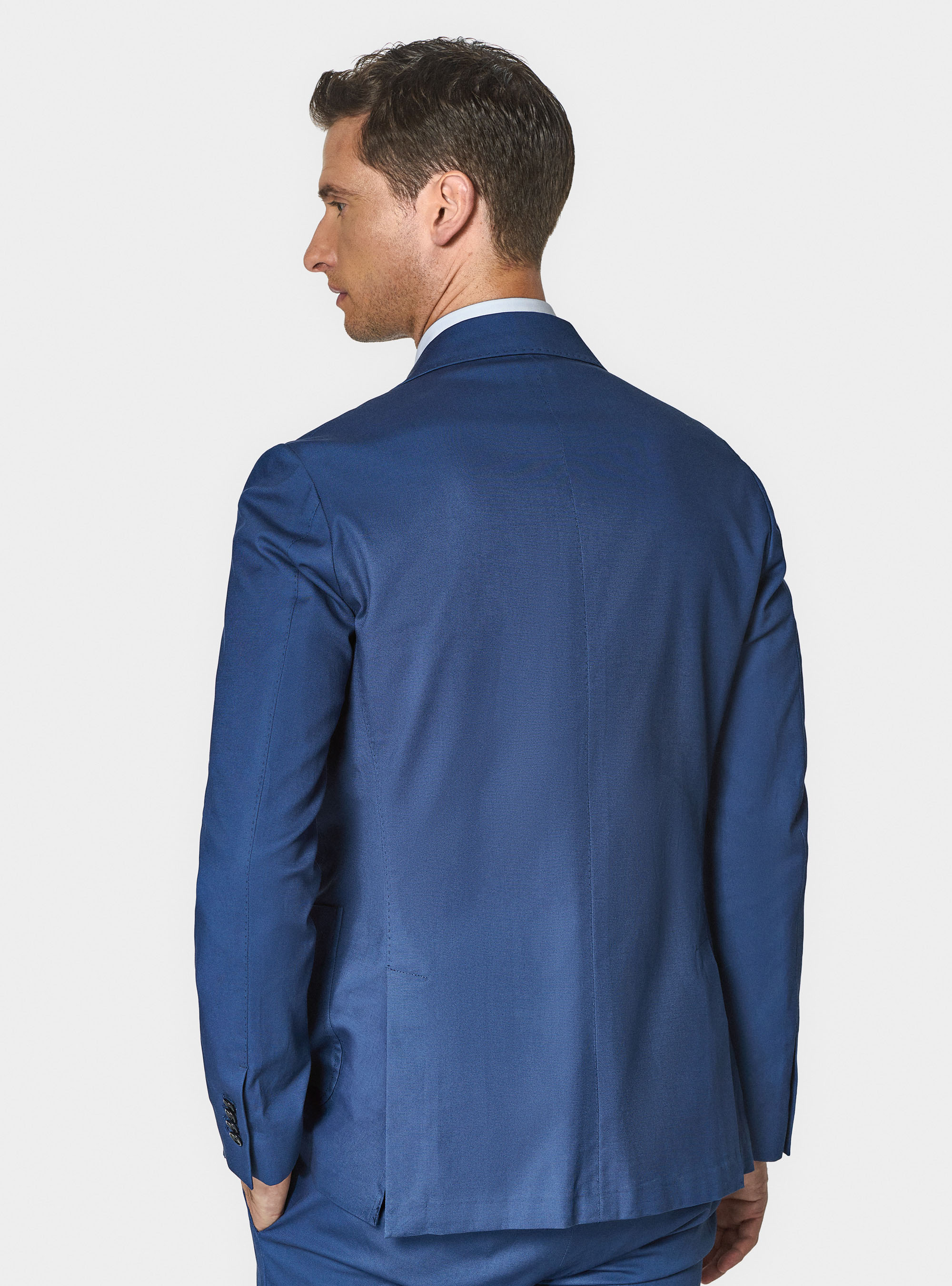Veste de costume en coton blind&eacute;, BLEU