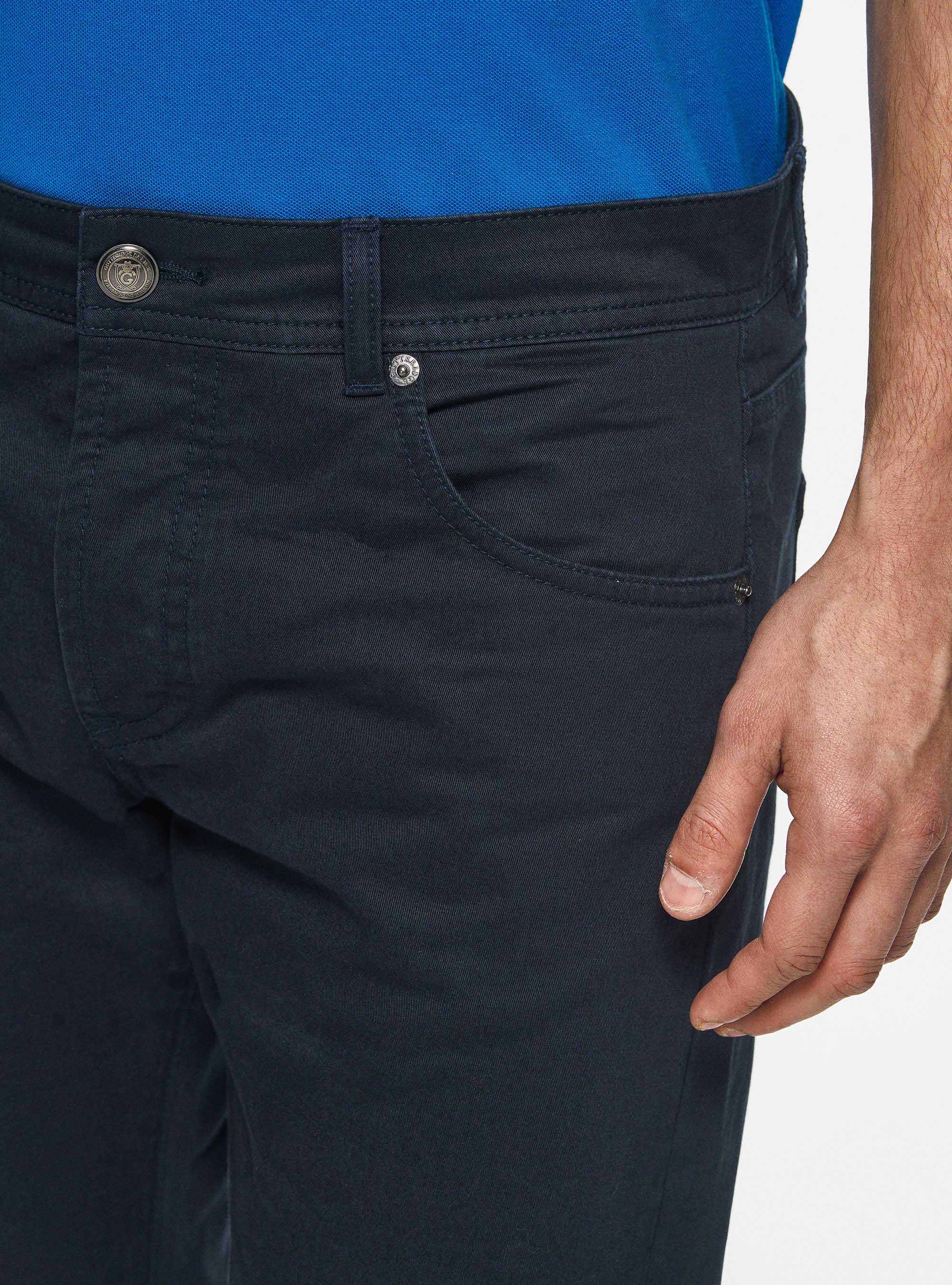 5-pocket trousers in cotton twill, NAVY BLUE