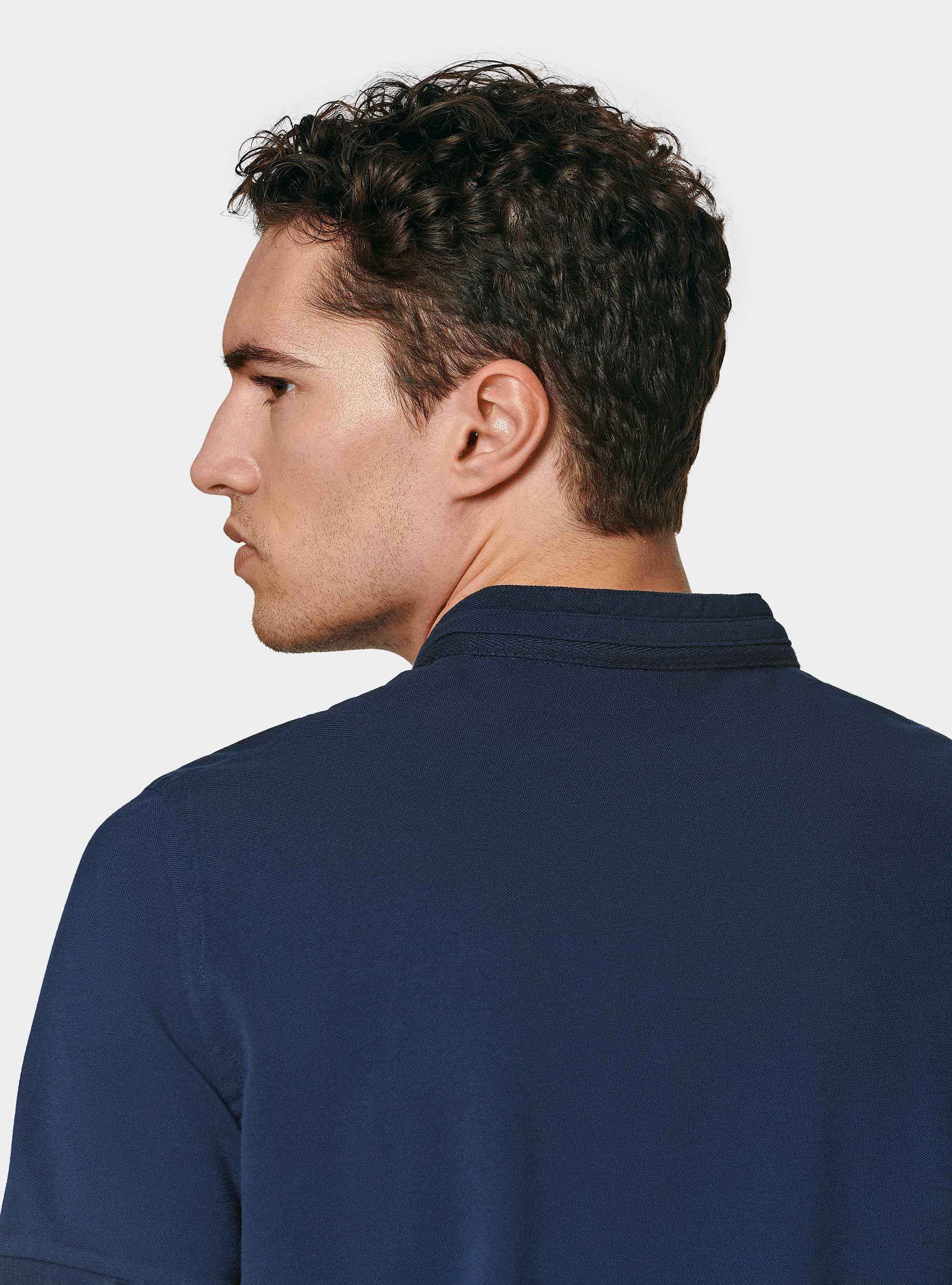 Polo de piqu&eacute; coreano, AZUL MEDIO