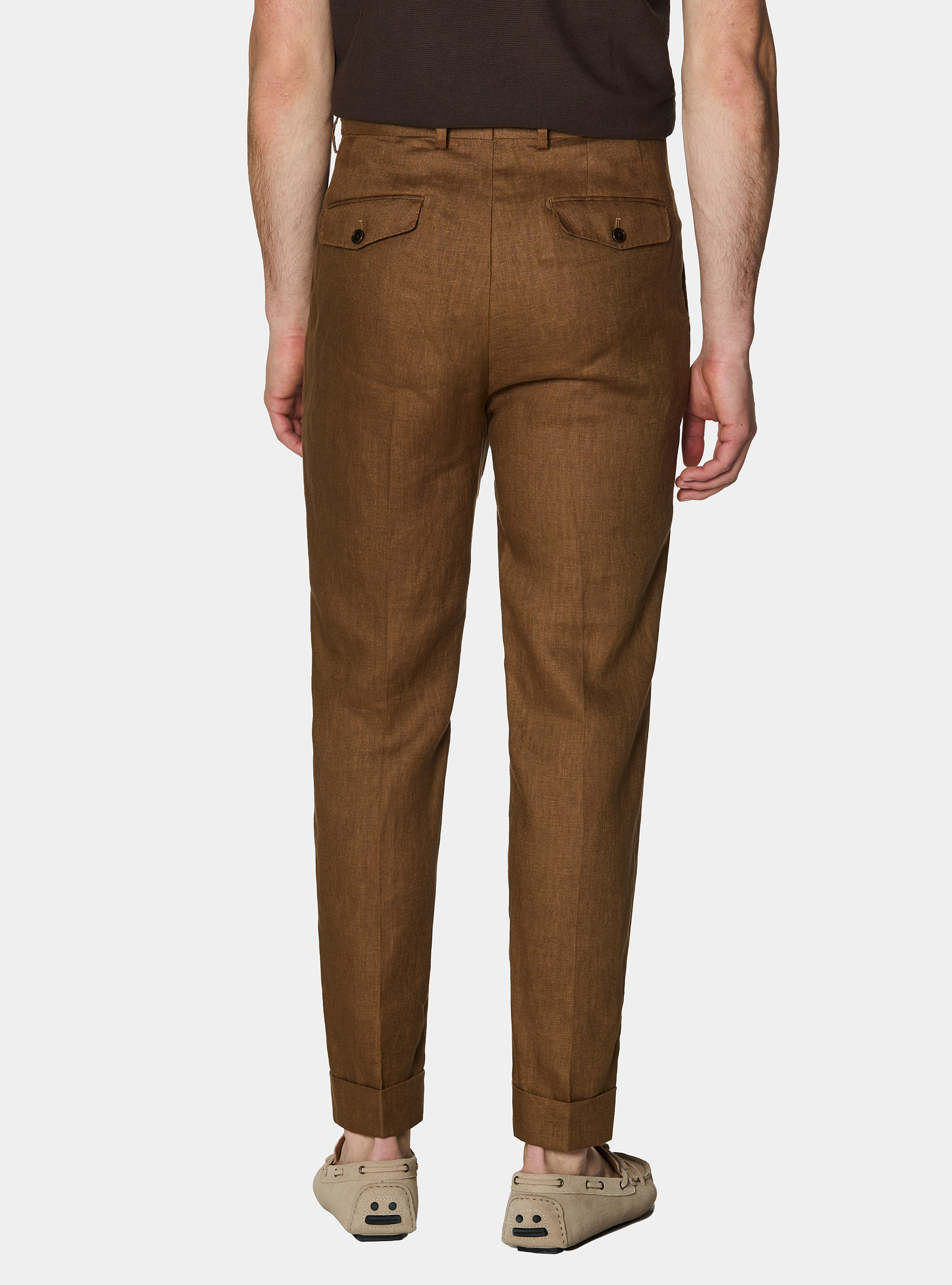 Pure linen double pleat trousers, MULTICOLOR