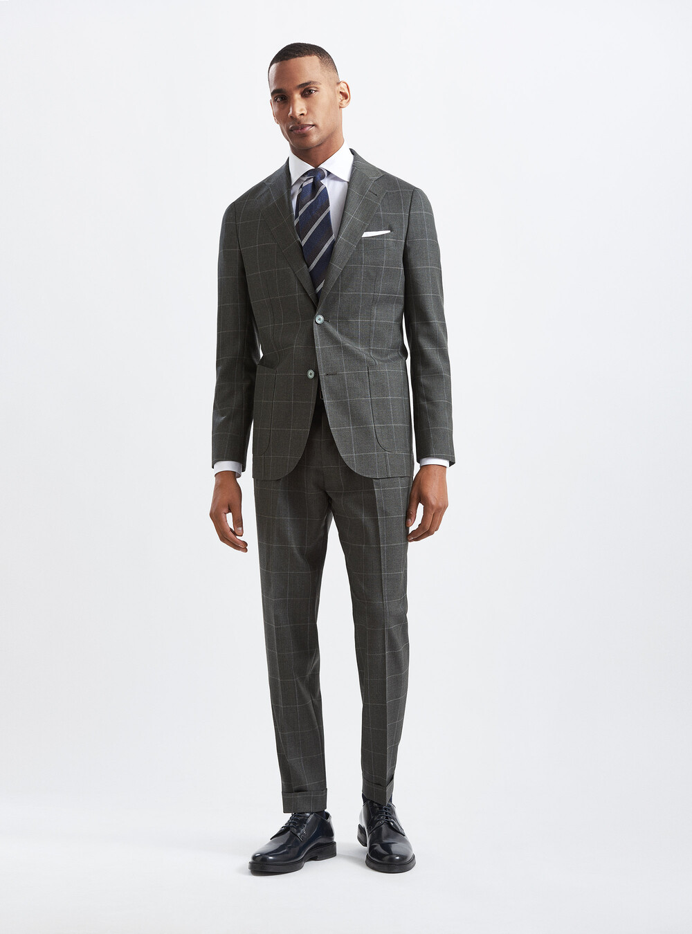 Checked suit blazer in pure wool fabric Vitale Barberis Canonico, GREEN