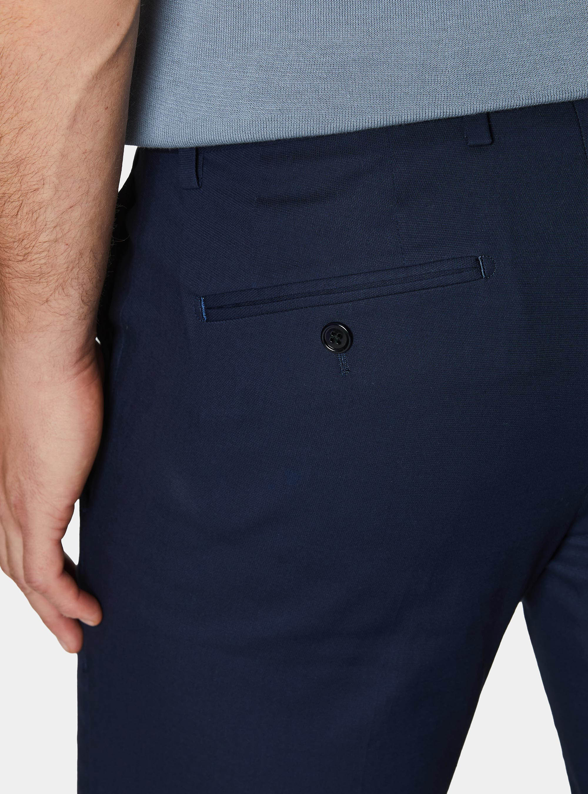 Cotton suit trousers, NAVY BLUE
