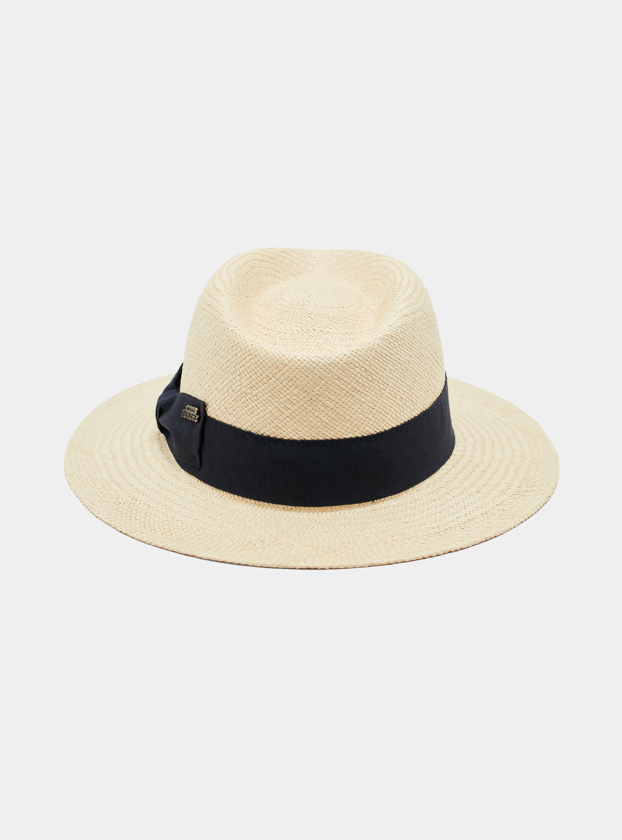 Panama hat with a band, ECRU/NAVY EN02