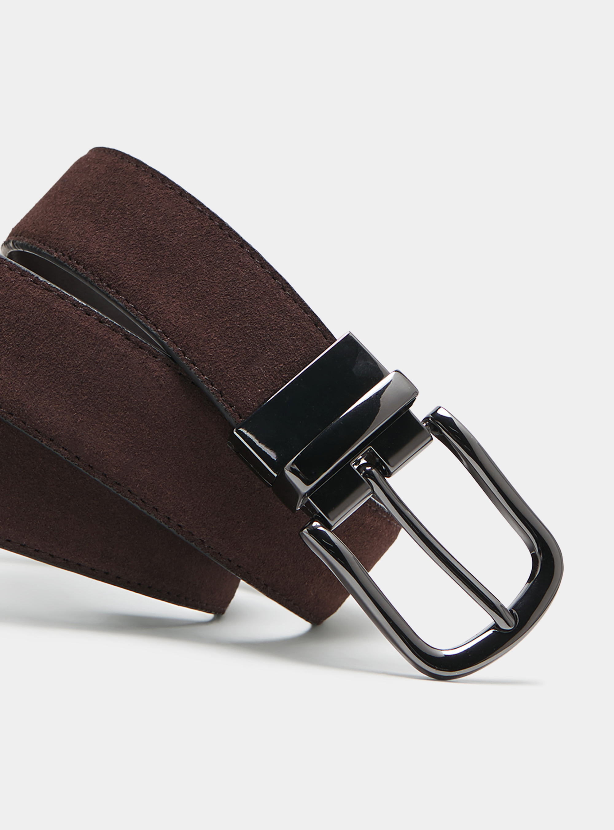 Wendbarer G&uuml;rtel aus Leder und Wildleder, MARRONE 0507C