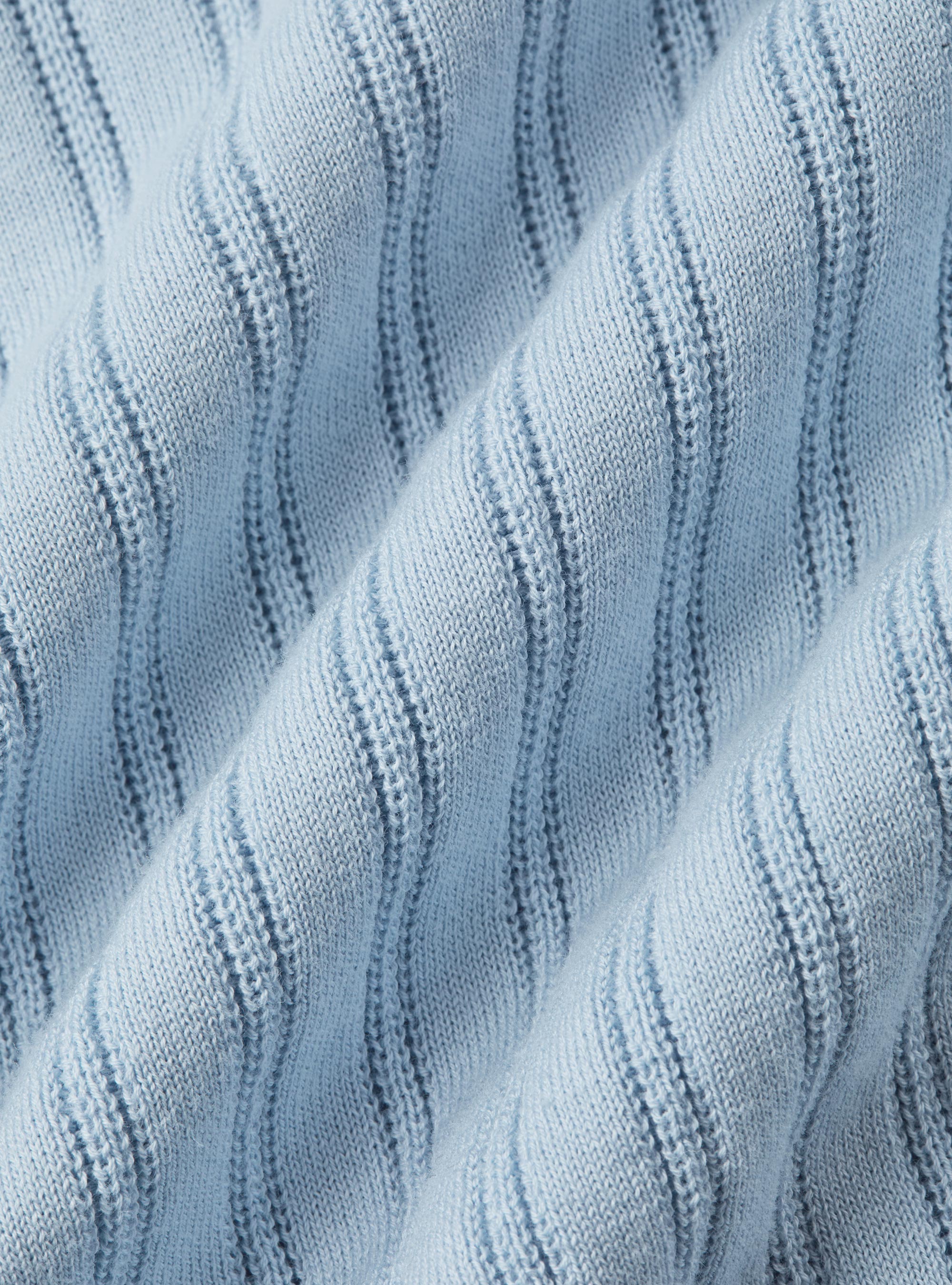 Polo en coton extrafin &agrave; c&ocirc;tes ajour&eacute;es, 0266C AZZURRO