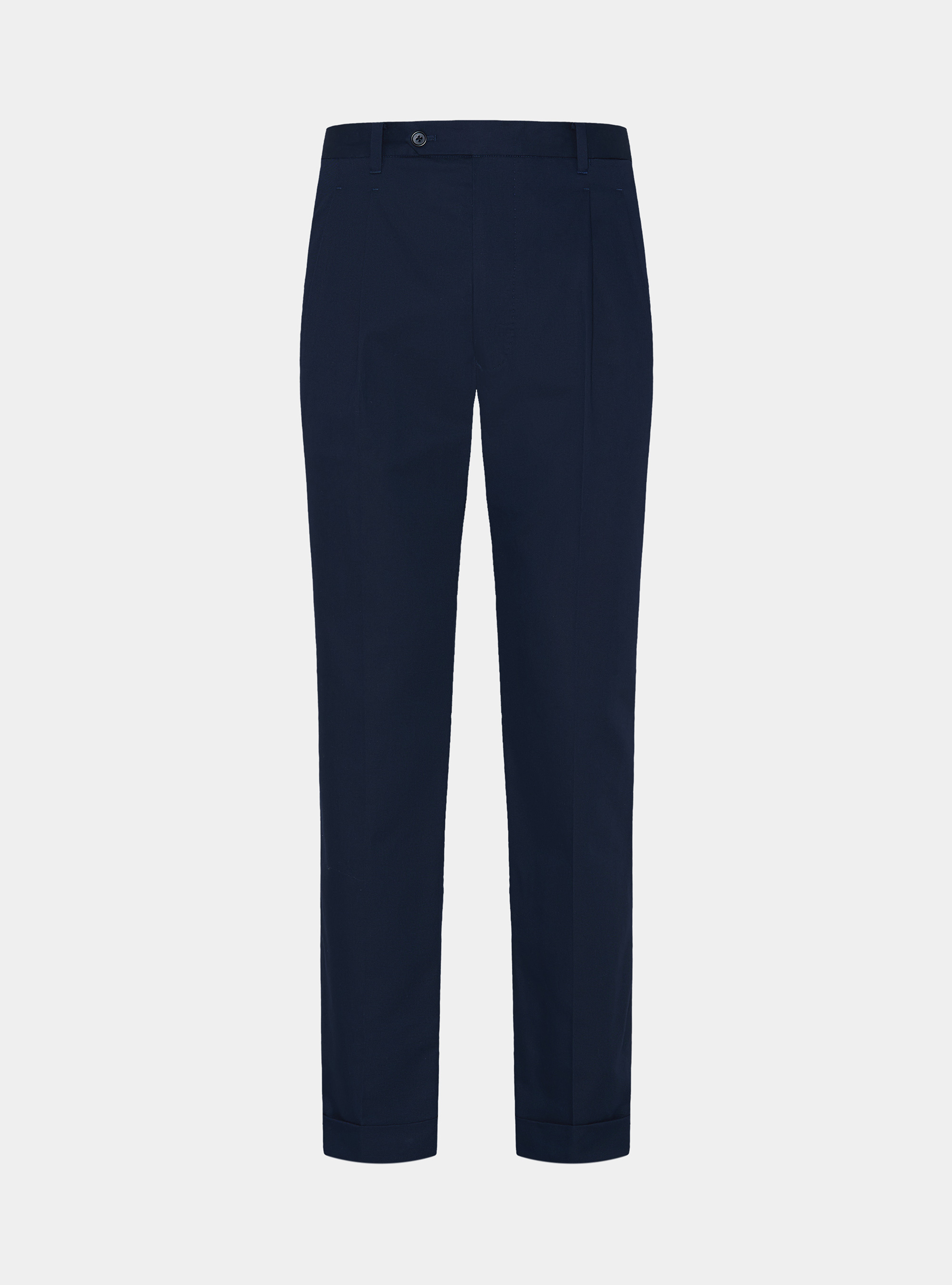 Cotton-blend pleated trousers, NAVY BLUE