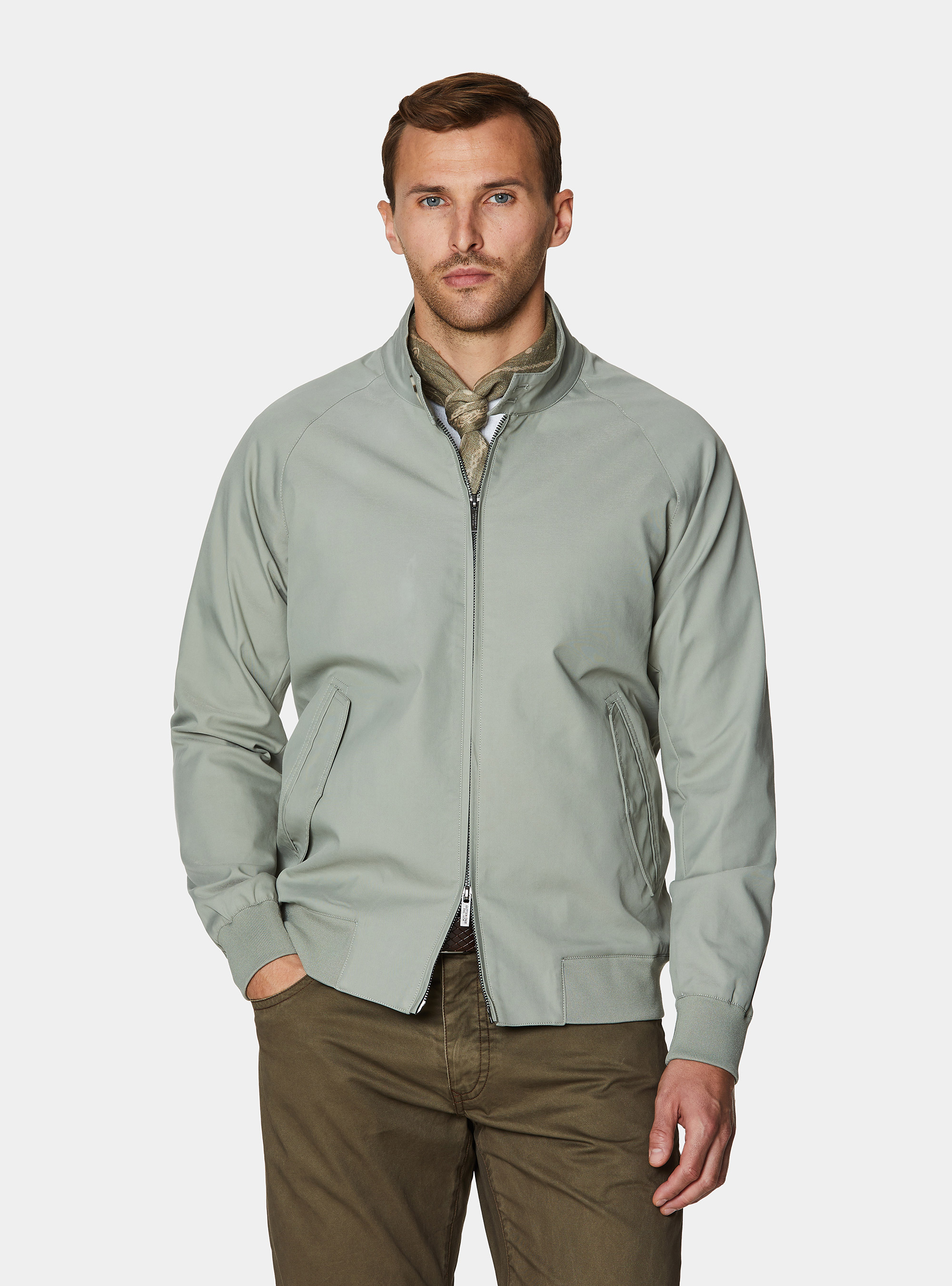 Blouson en coton m&eacute;lang&eacute;, SALVIA 0602C