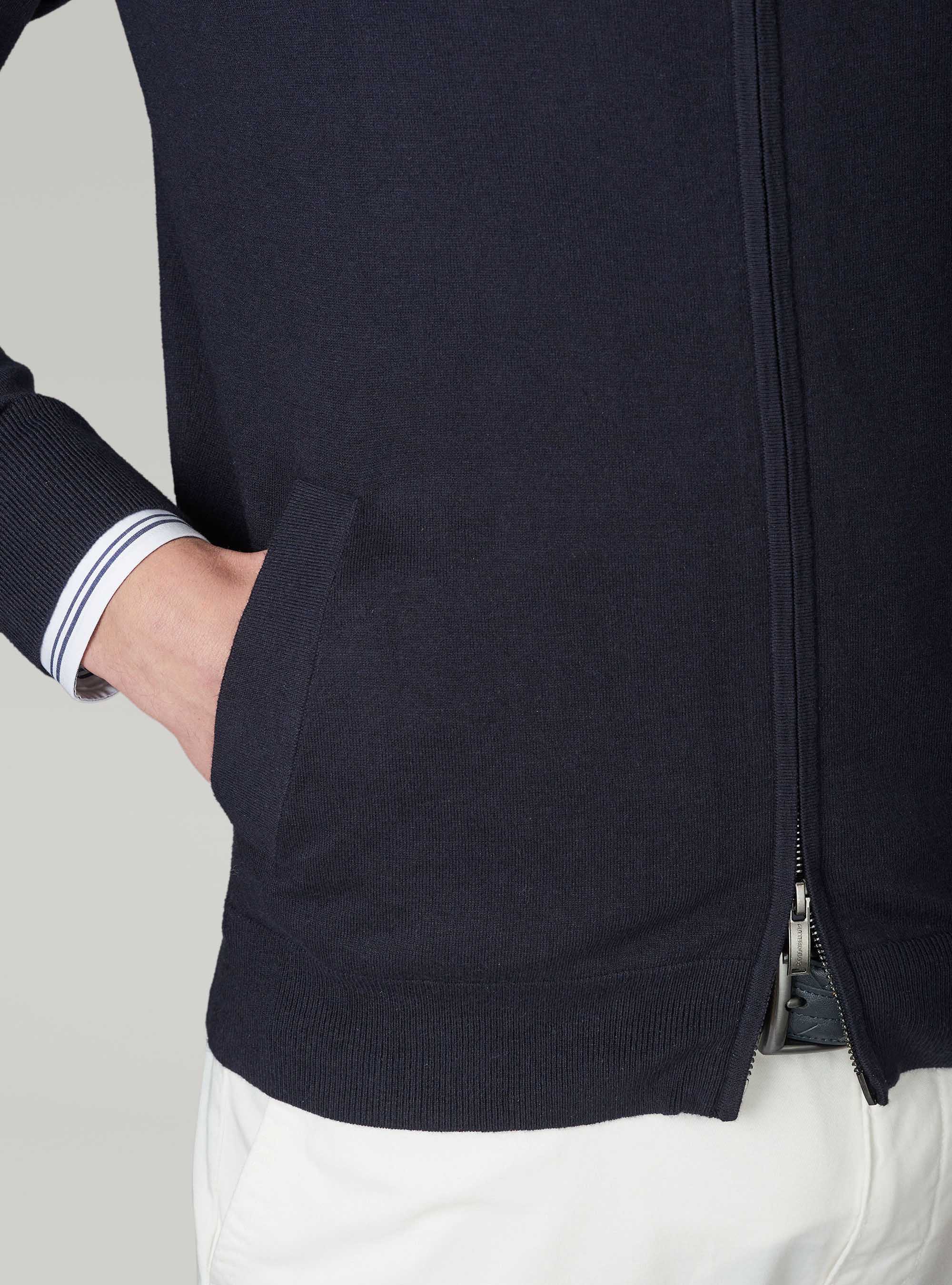 Cardigan de algod&oacute;n seda y cashmere, AZUL MARINO
