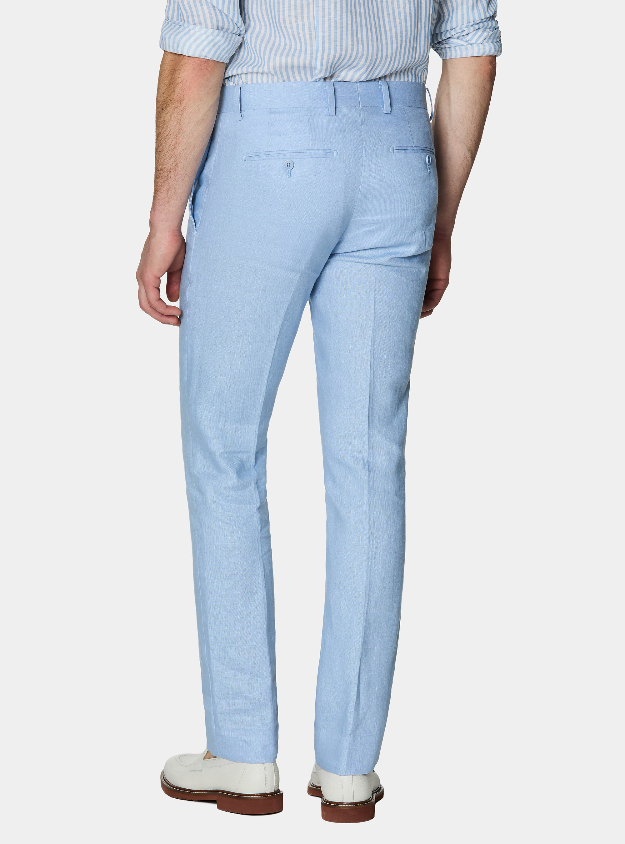 Anzughose aus reinem Leinen, 0266C AZZURRO