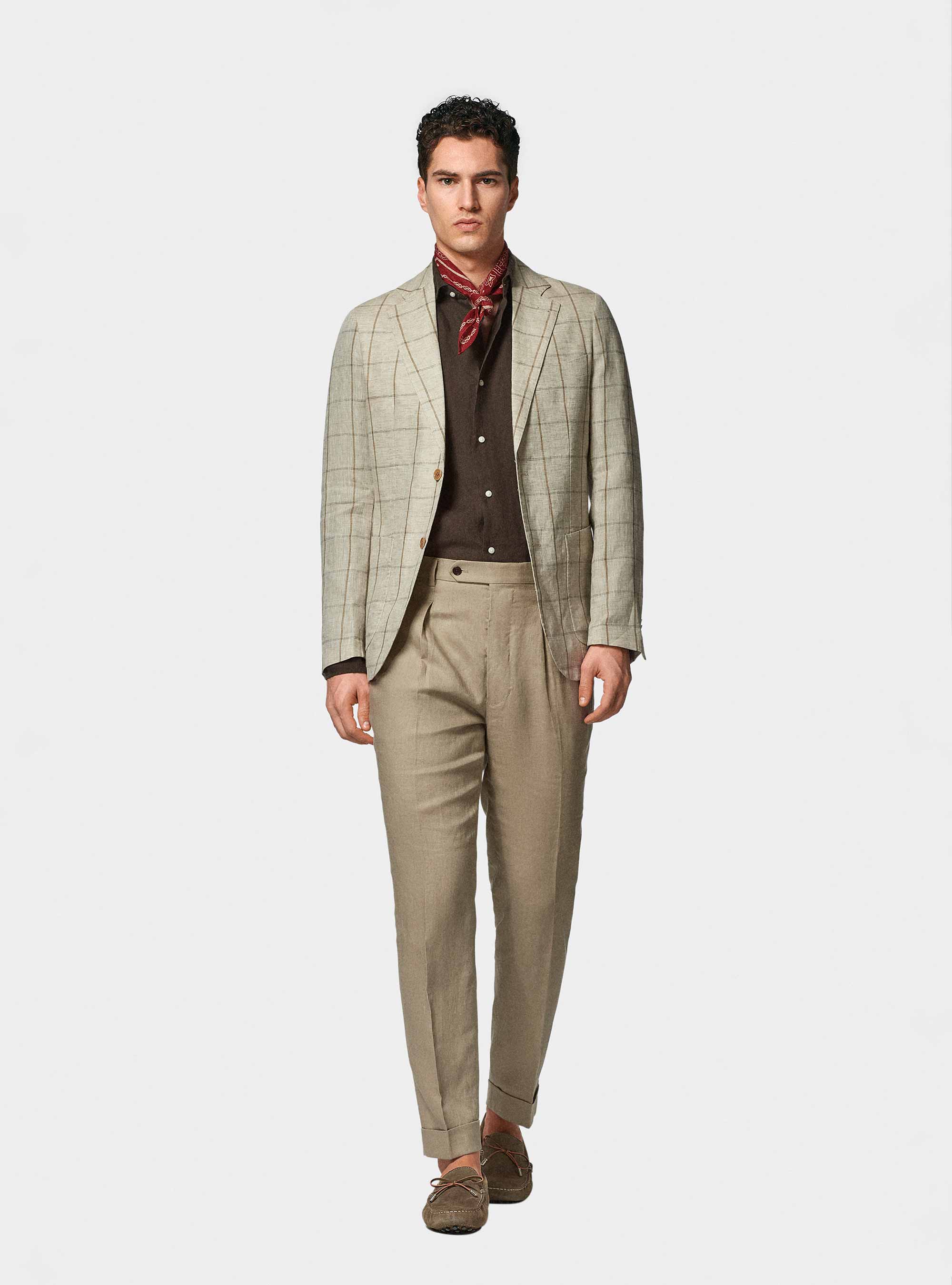 Fancy blazer in delav&eacute; linen, SAND