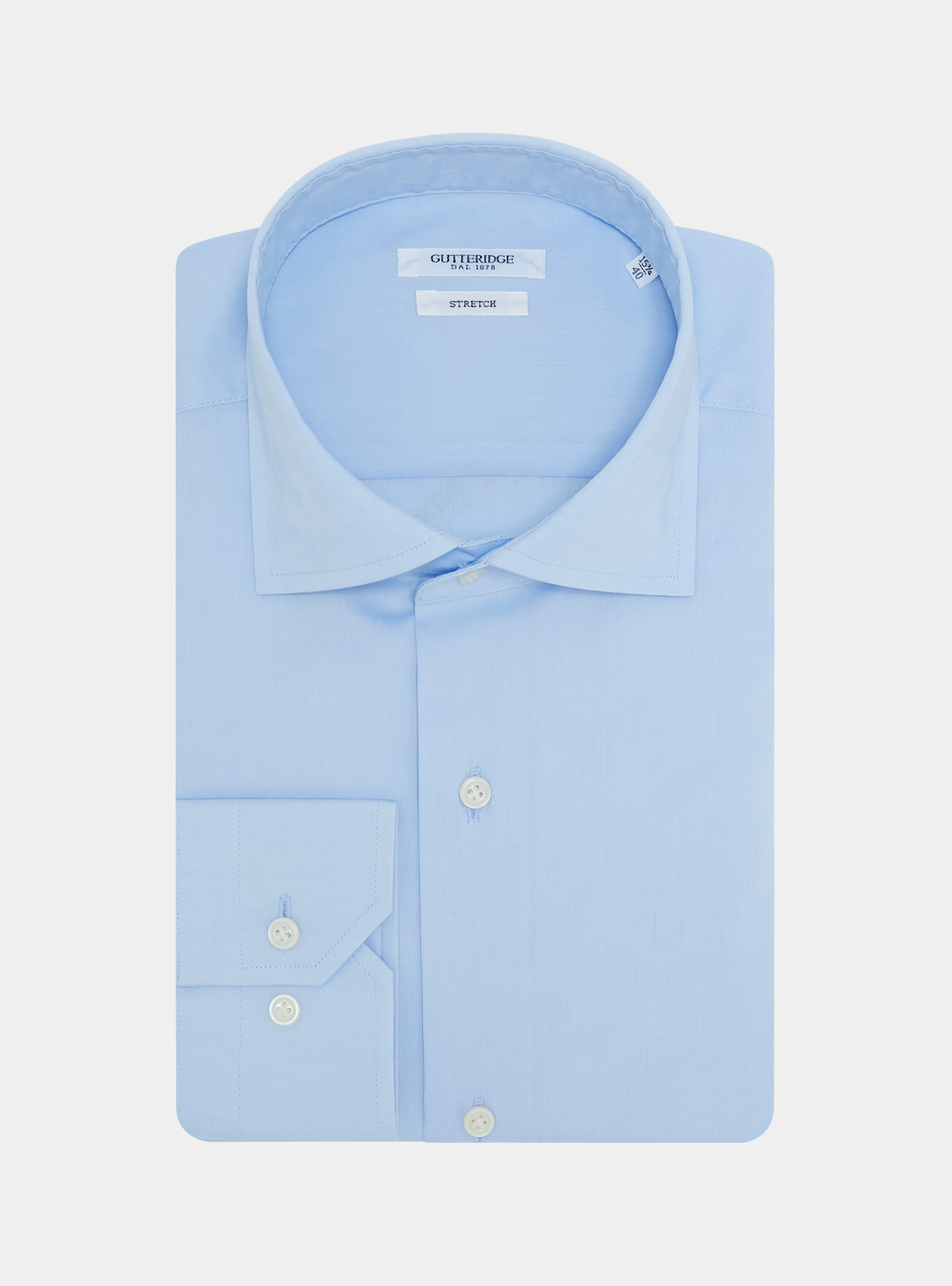 Camicia in popeline stretch, AZZURRO