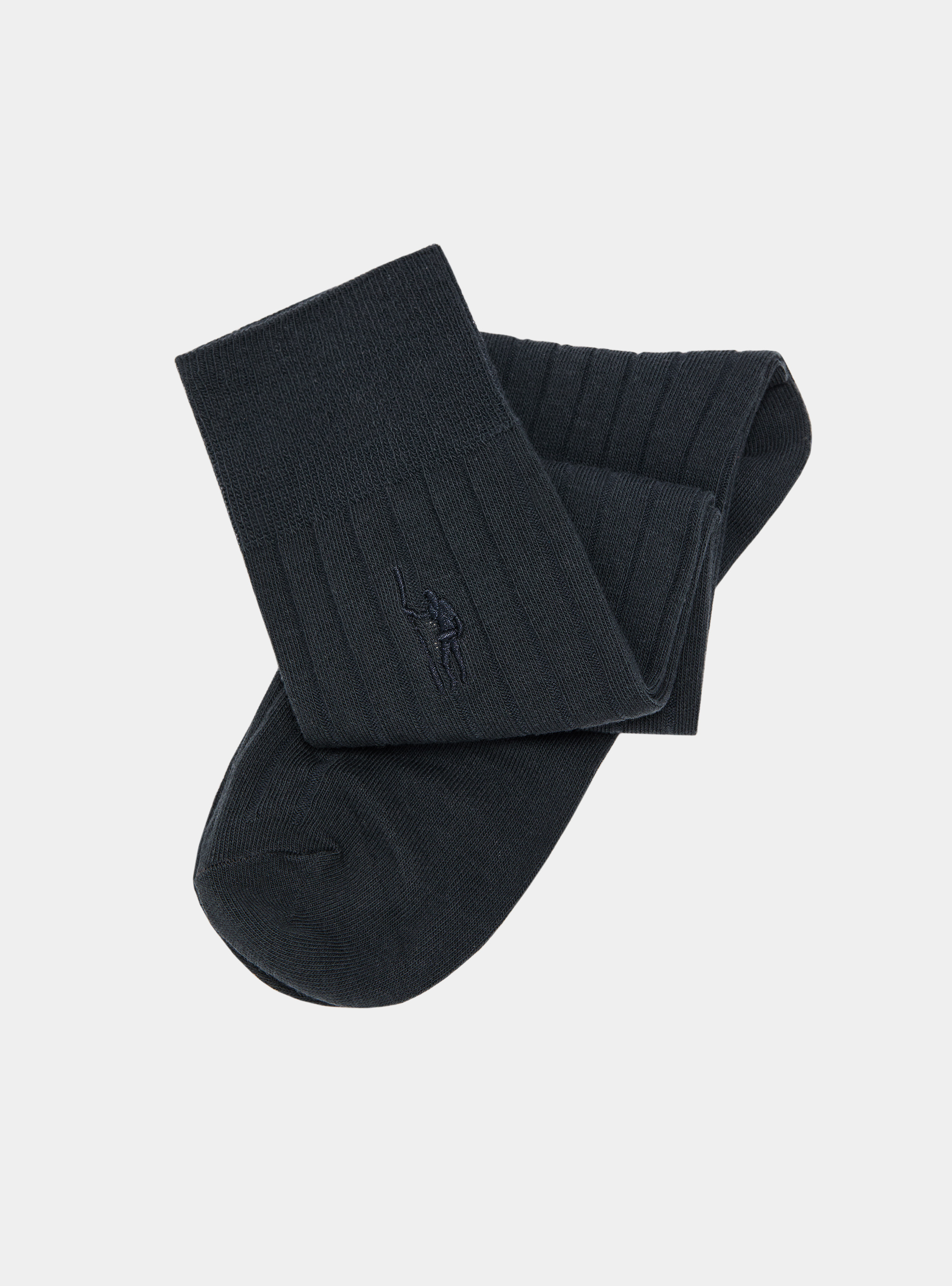Ribbed socks with embroidery, ASPHALT GREY