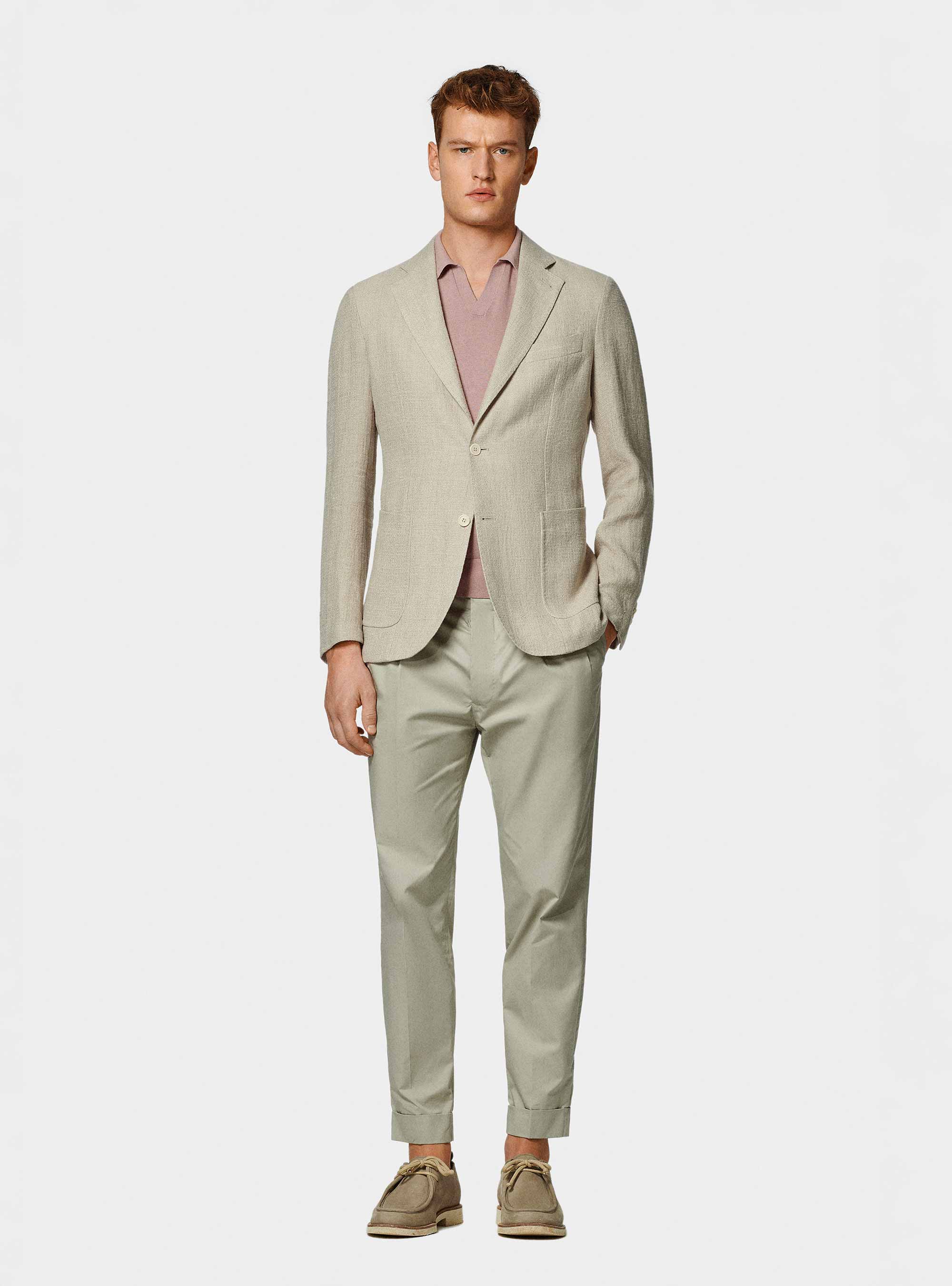 Giacca in lino crepe, SABBIA