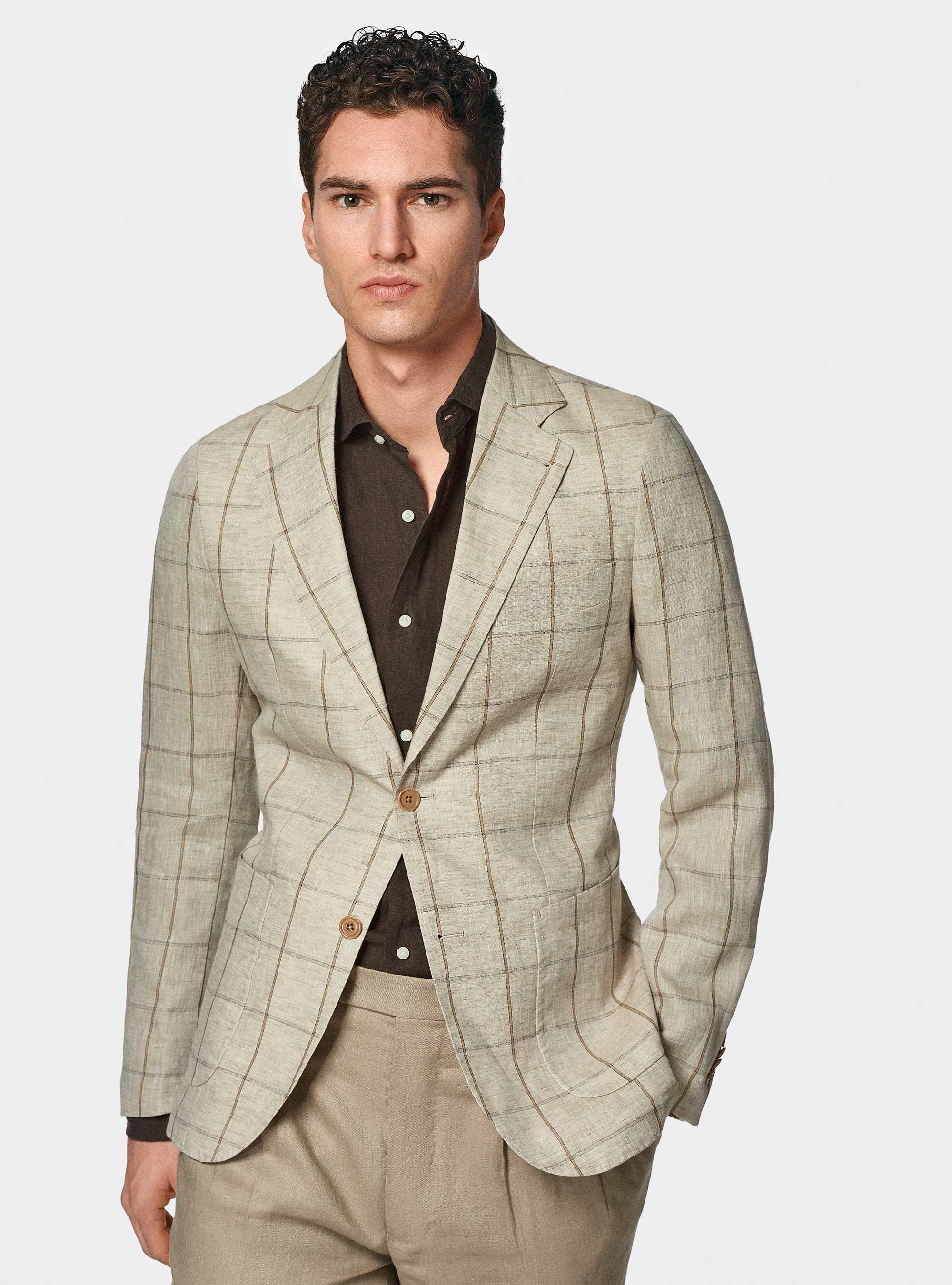 Veste fantaisie en lin delav&eacute;, SABLE