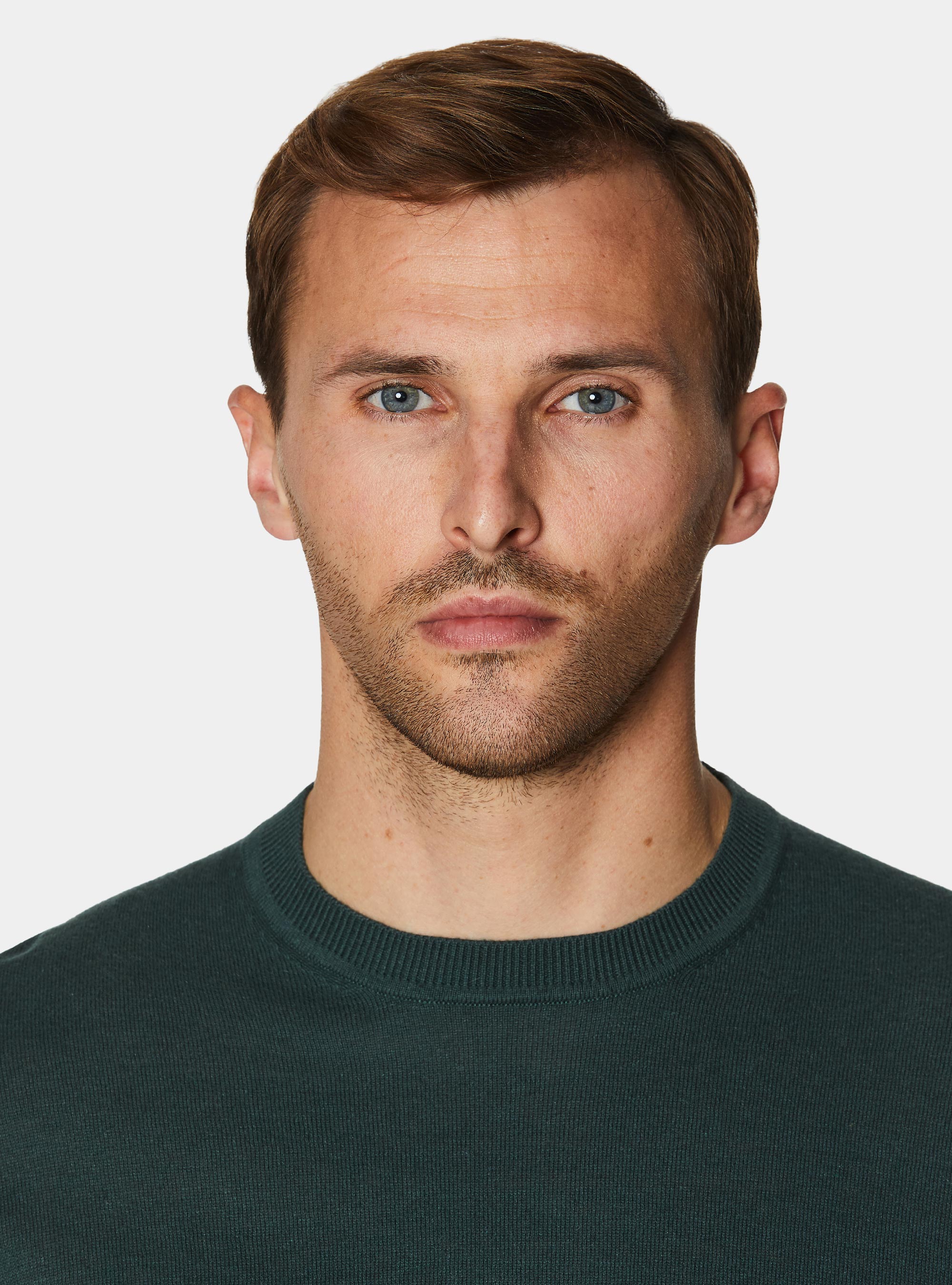 Cotton silk and cashmere crew neck sweater, VERDE MUSCHIO 0615C