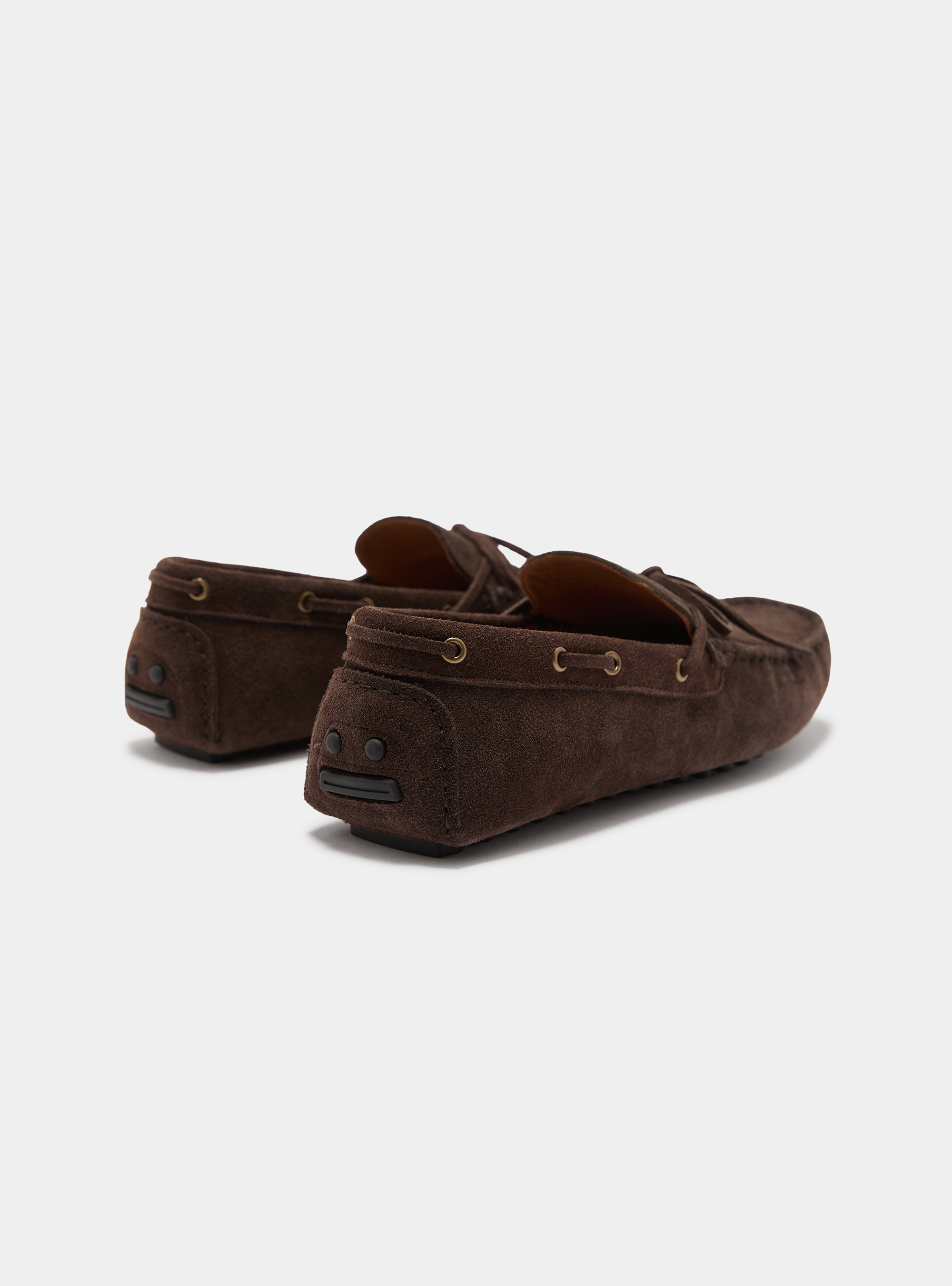 Suede boat loafers, BROWN