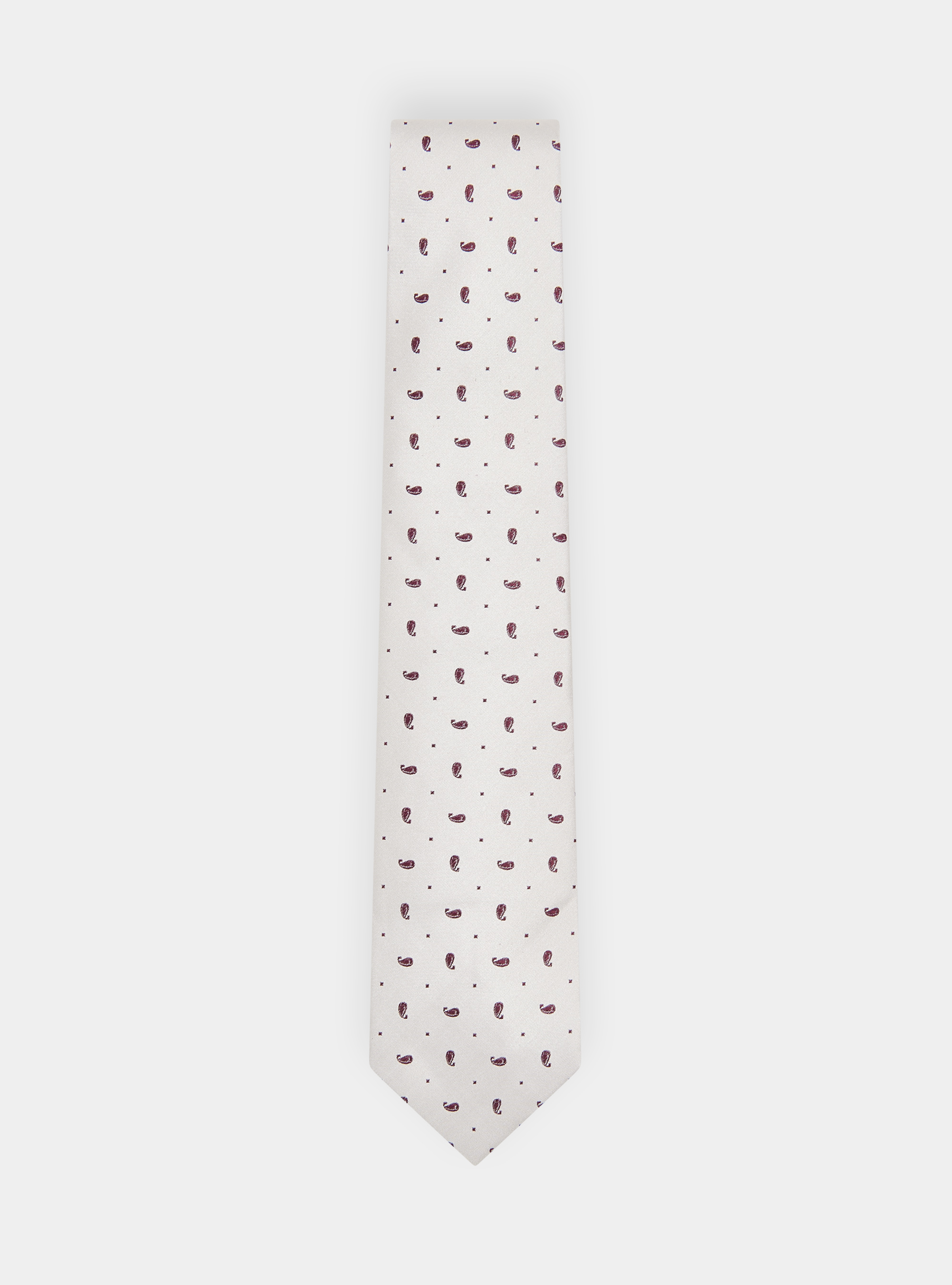 Cravate en soie jacquard, ECRU/BORDEAUX EB01
