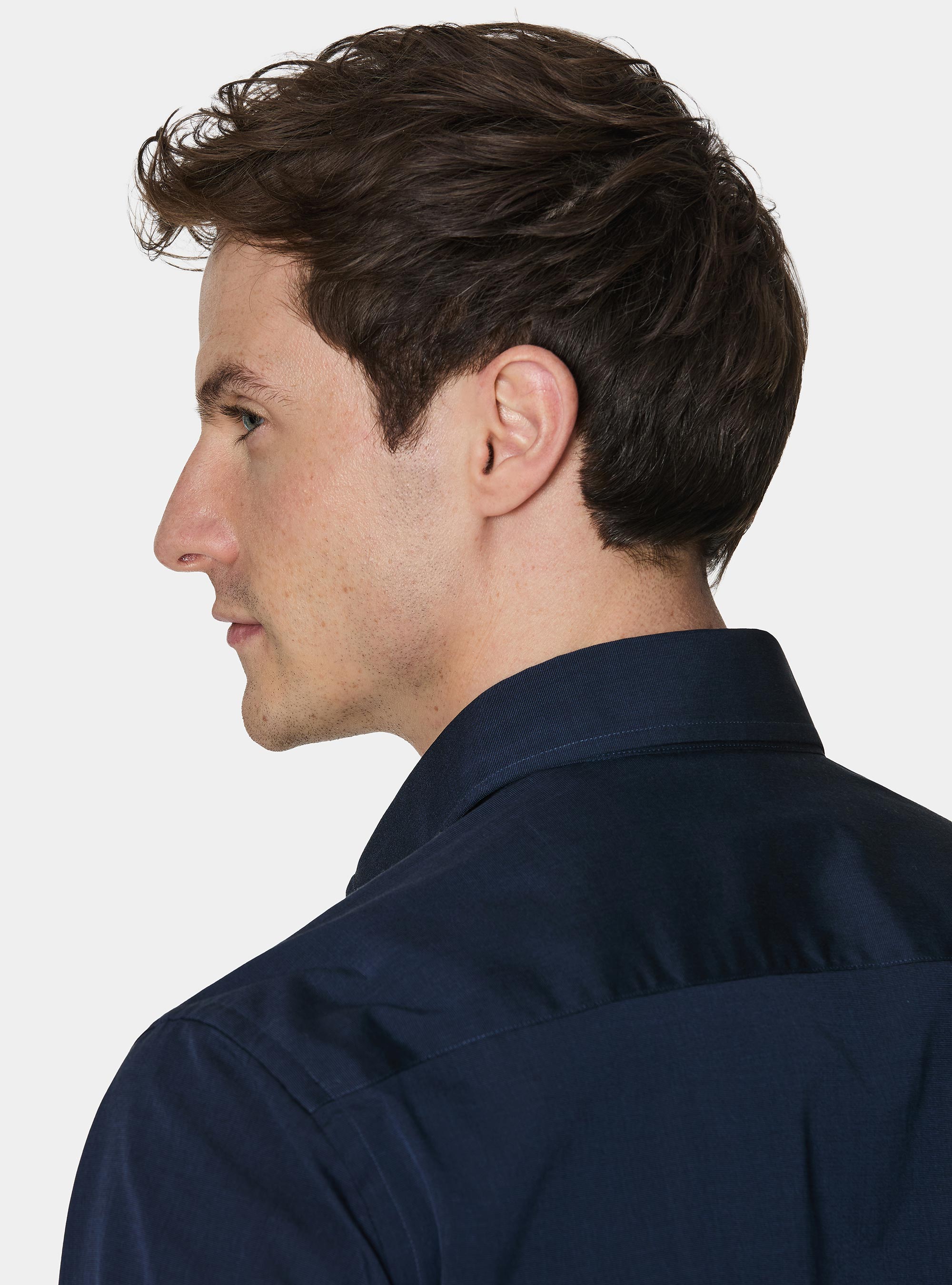 Camisa de algod&oacute;n fil a fil, AZUL MARINO