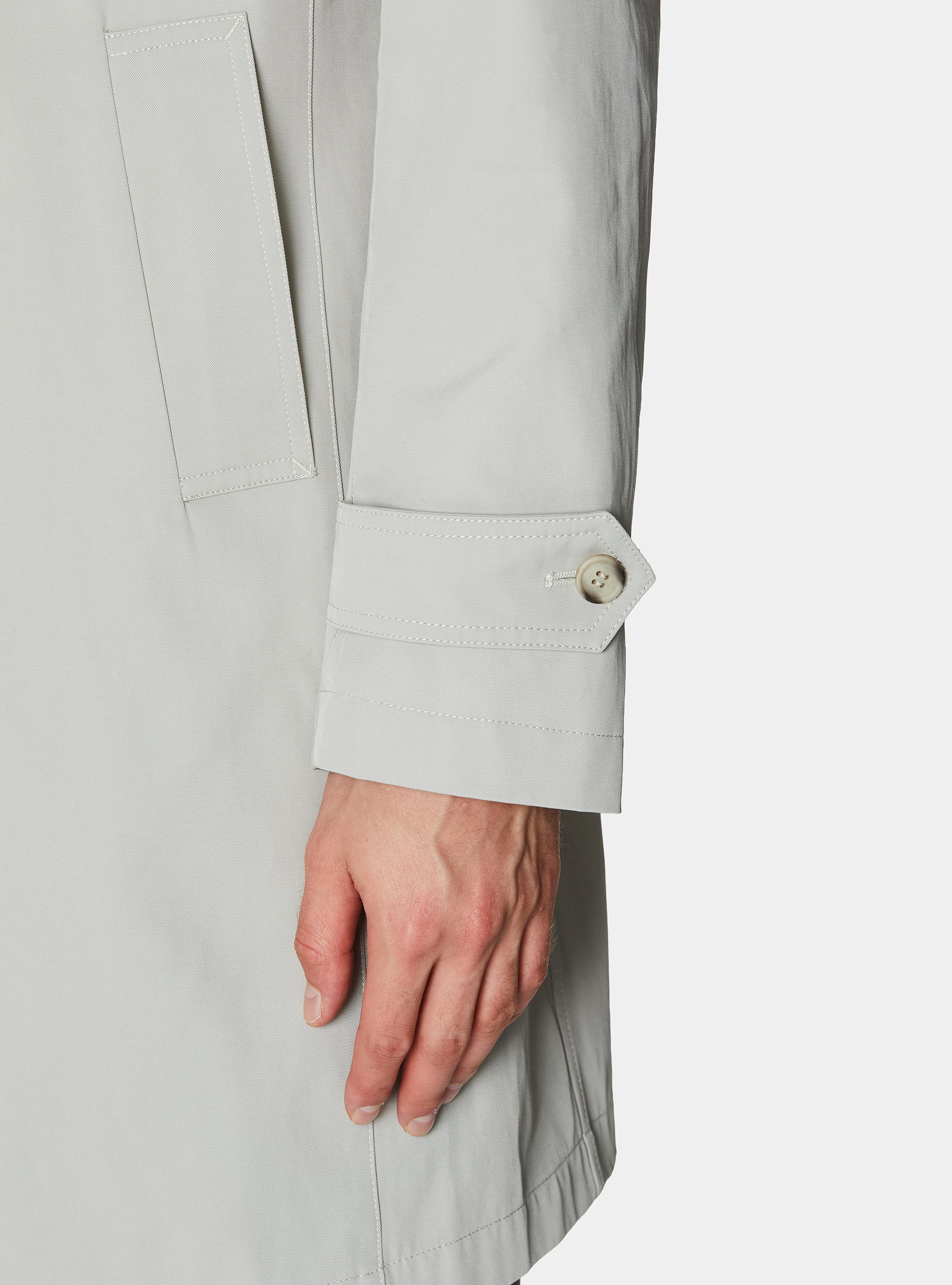 Single-breasted raincoat in cotton blend, ECRU
