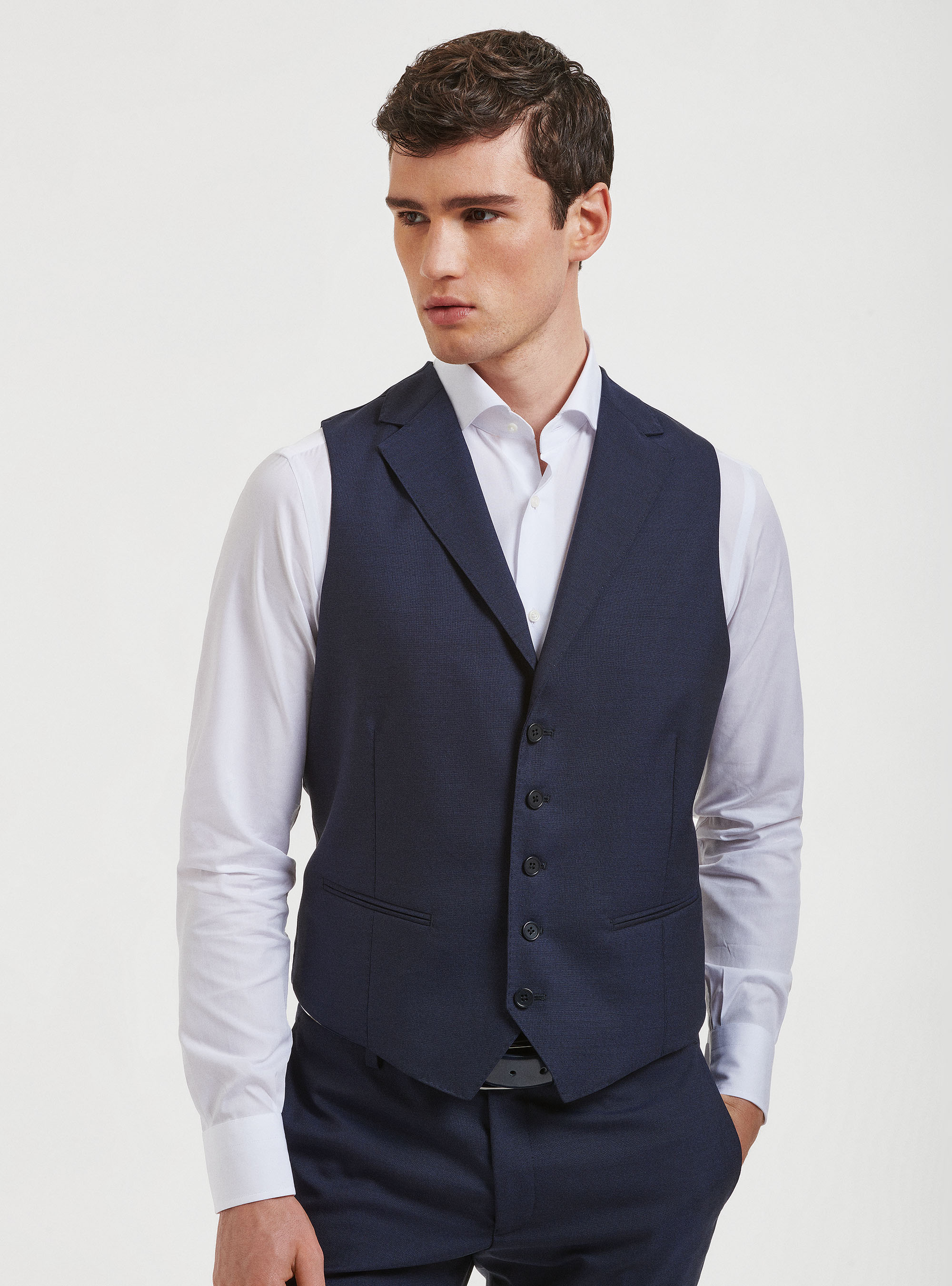 Vitale Barberis Canonico Pure Wool Waistcoat, NAVY BLUE