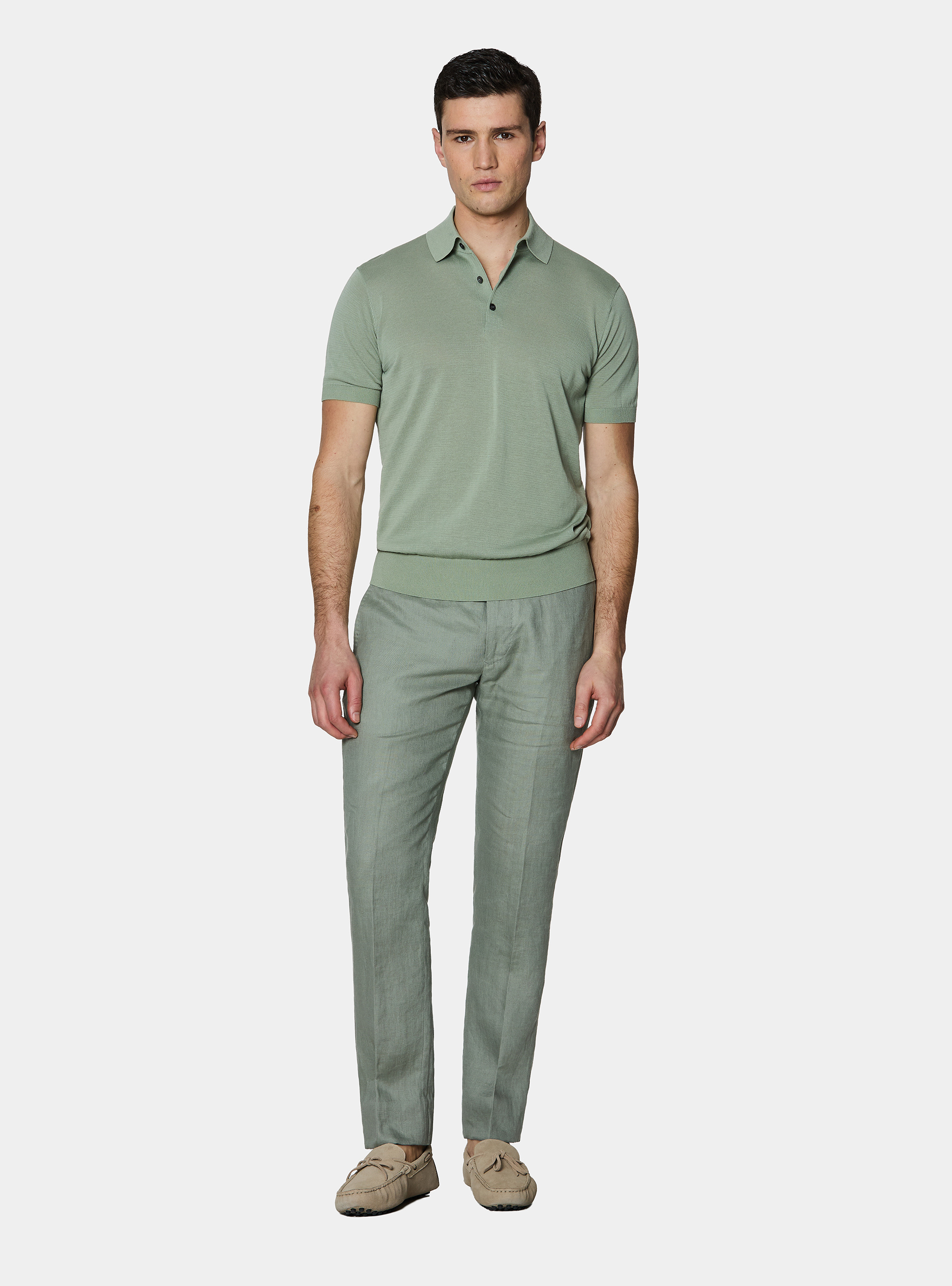 Cotton and silk polo shirt, SALVIA 0602C