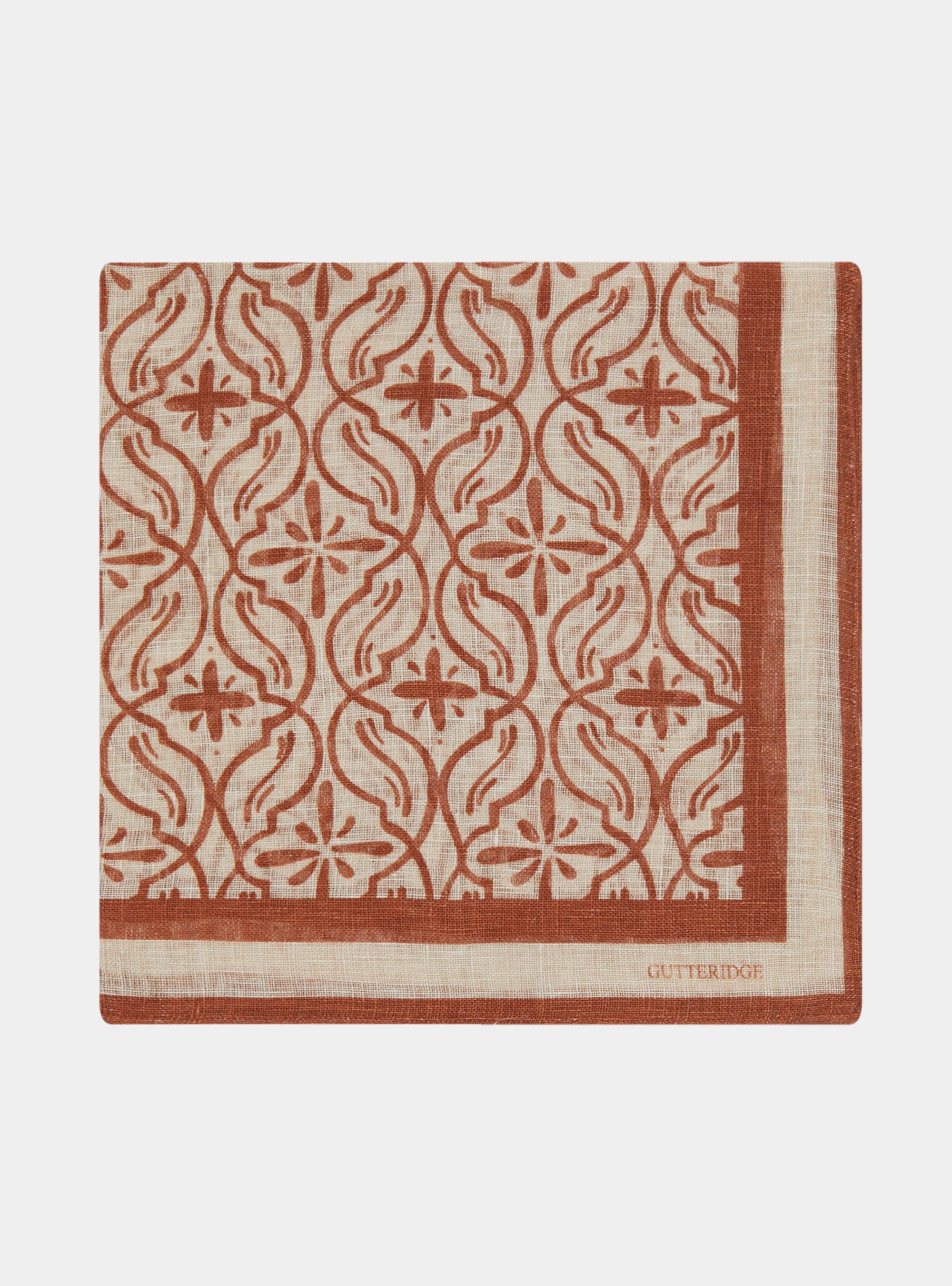 Foulard en lin imprim&eacute;, TERRE CUITE