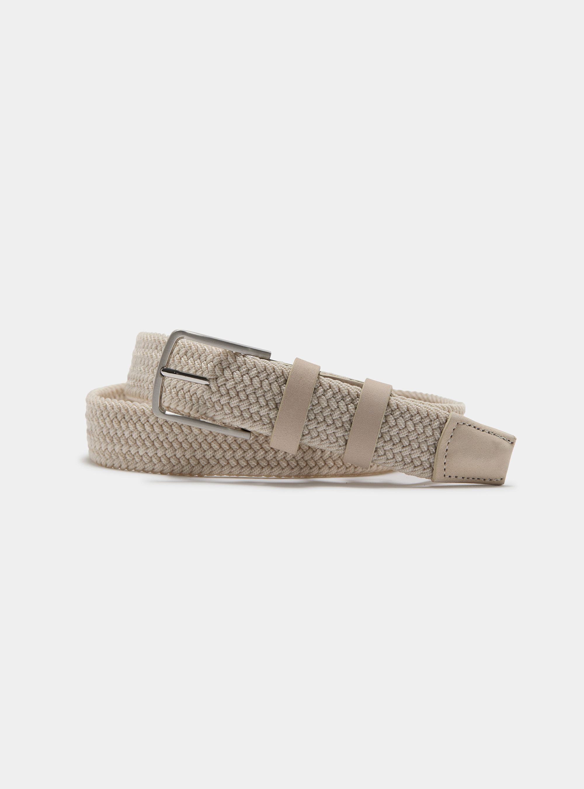 Elastic braided belt, WHITE