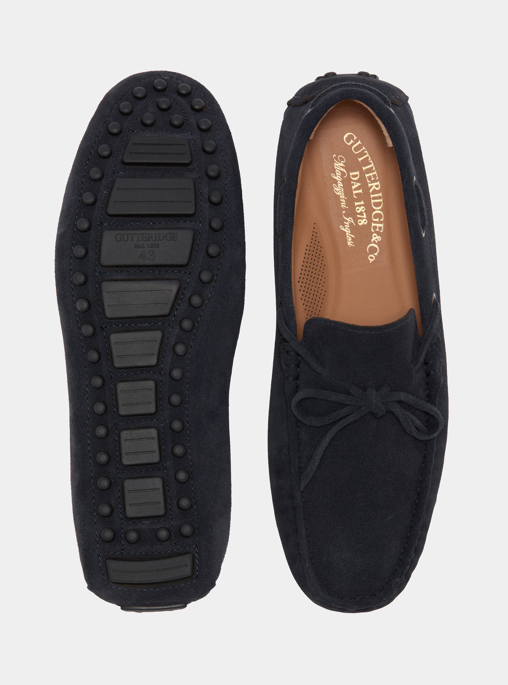Suede boat loafers, NAVY BLUE