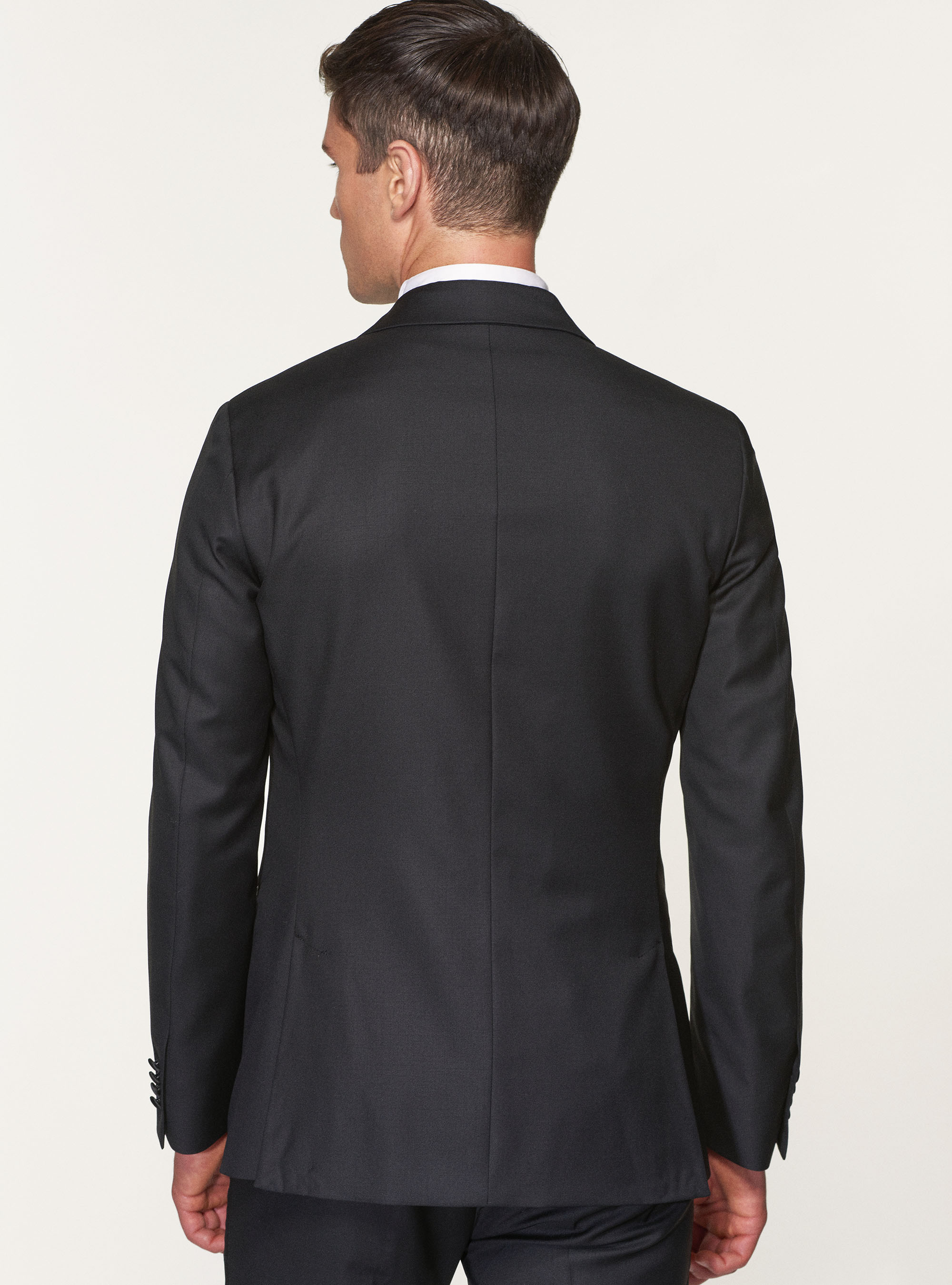 Pure superfine wool 110's Vitale Barberis Canonico tuxedo blazer, BLACK
