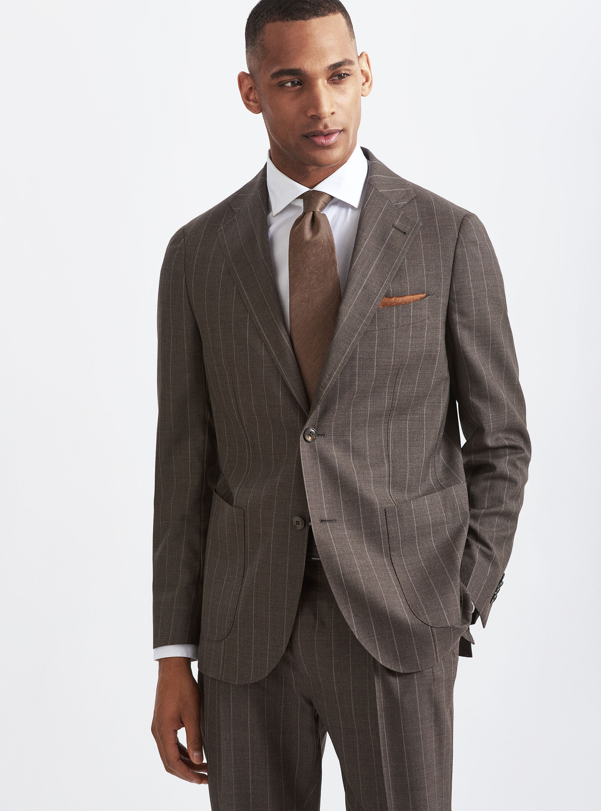 Anzugsjacke aus reiner Wolle mit Nadelstreifen aus Vitale Barberis Canonico, MARRONE 0507C