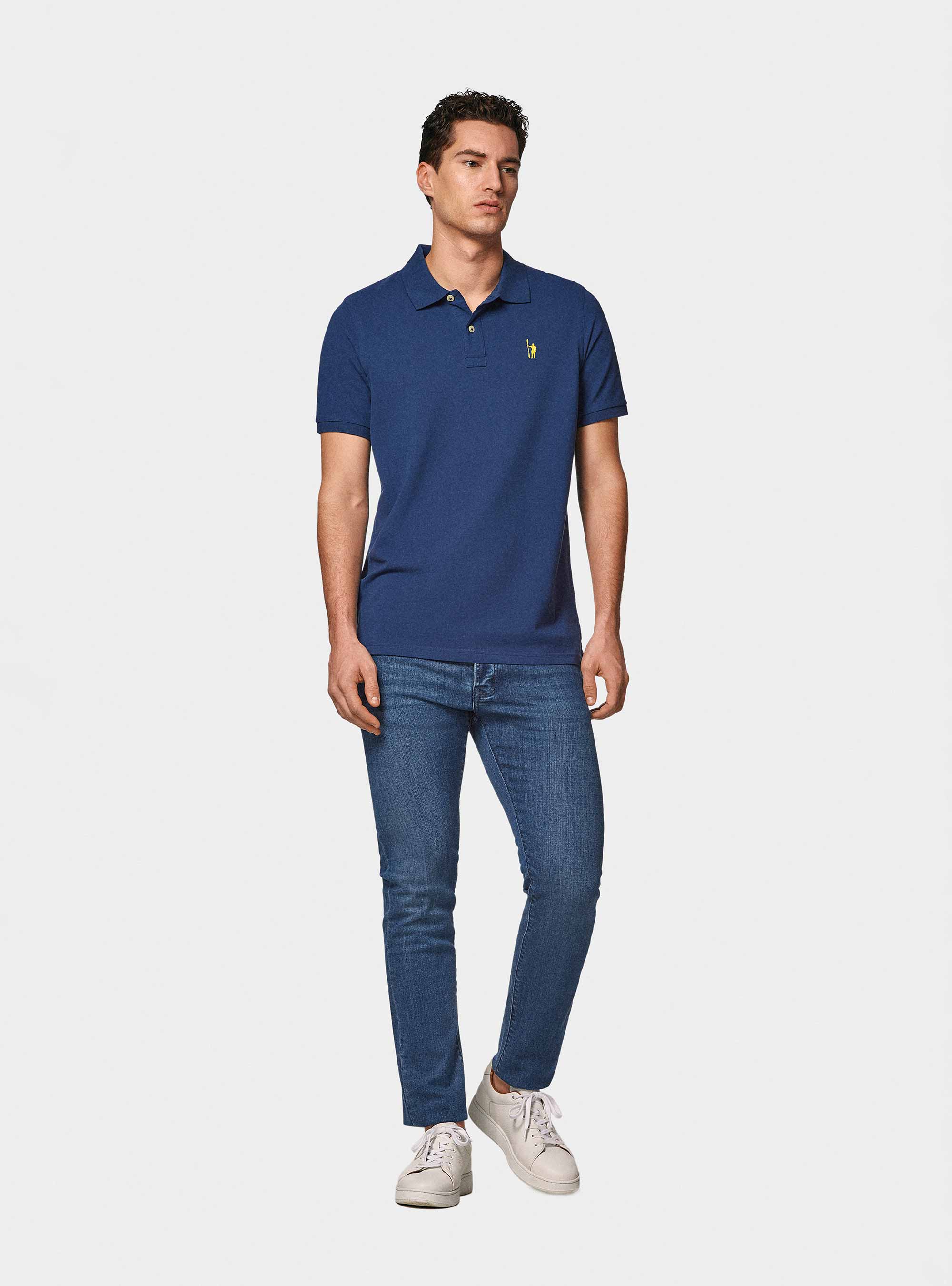 Polo classica in piquet, 0243C DENIM