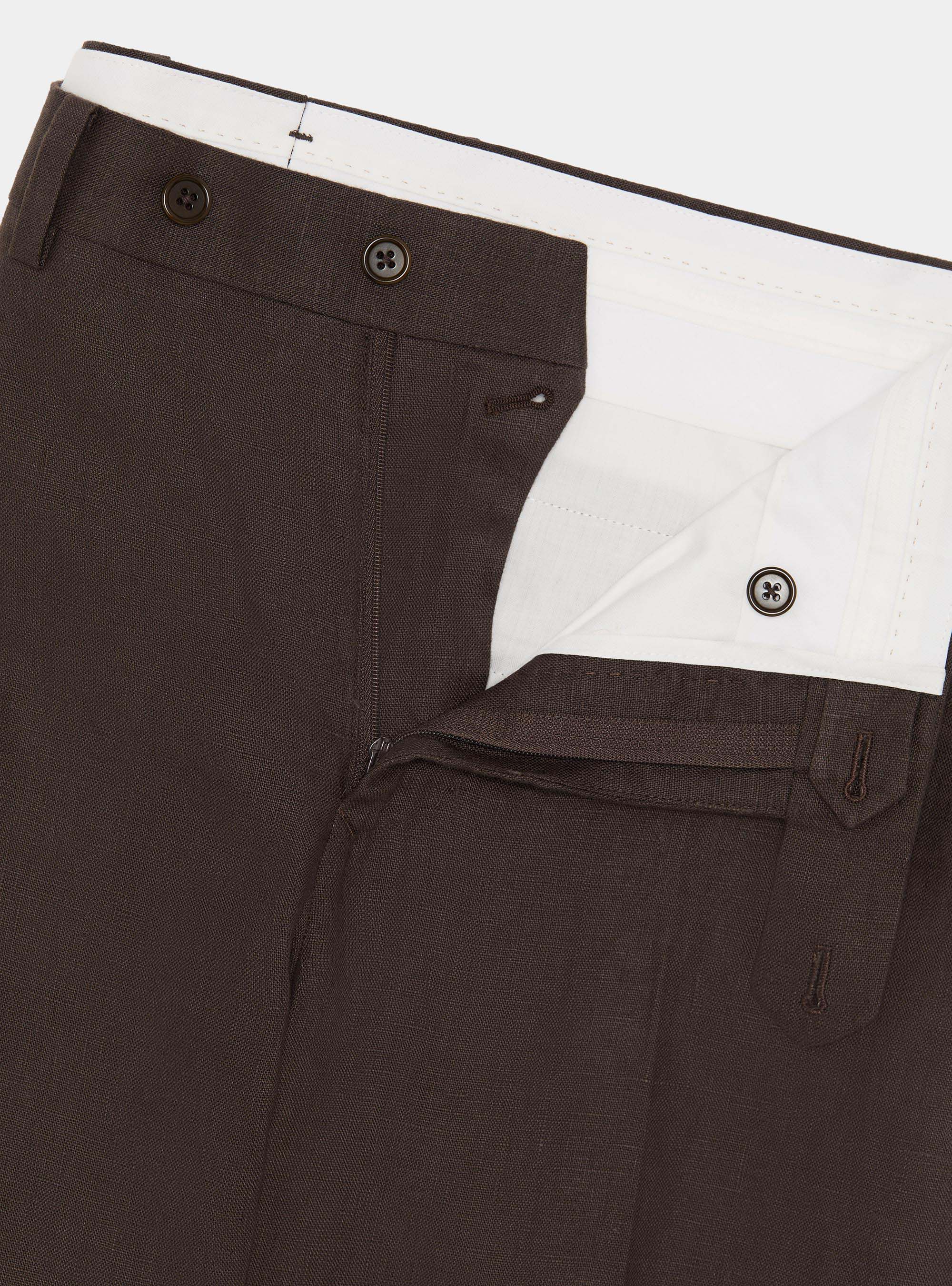 Pure linen suit trousers, BROWN