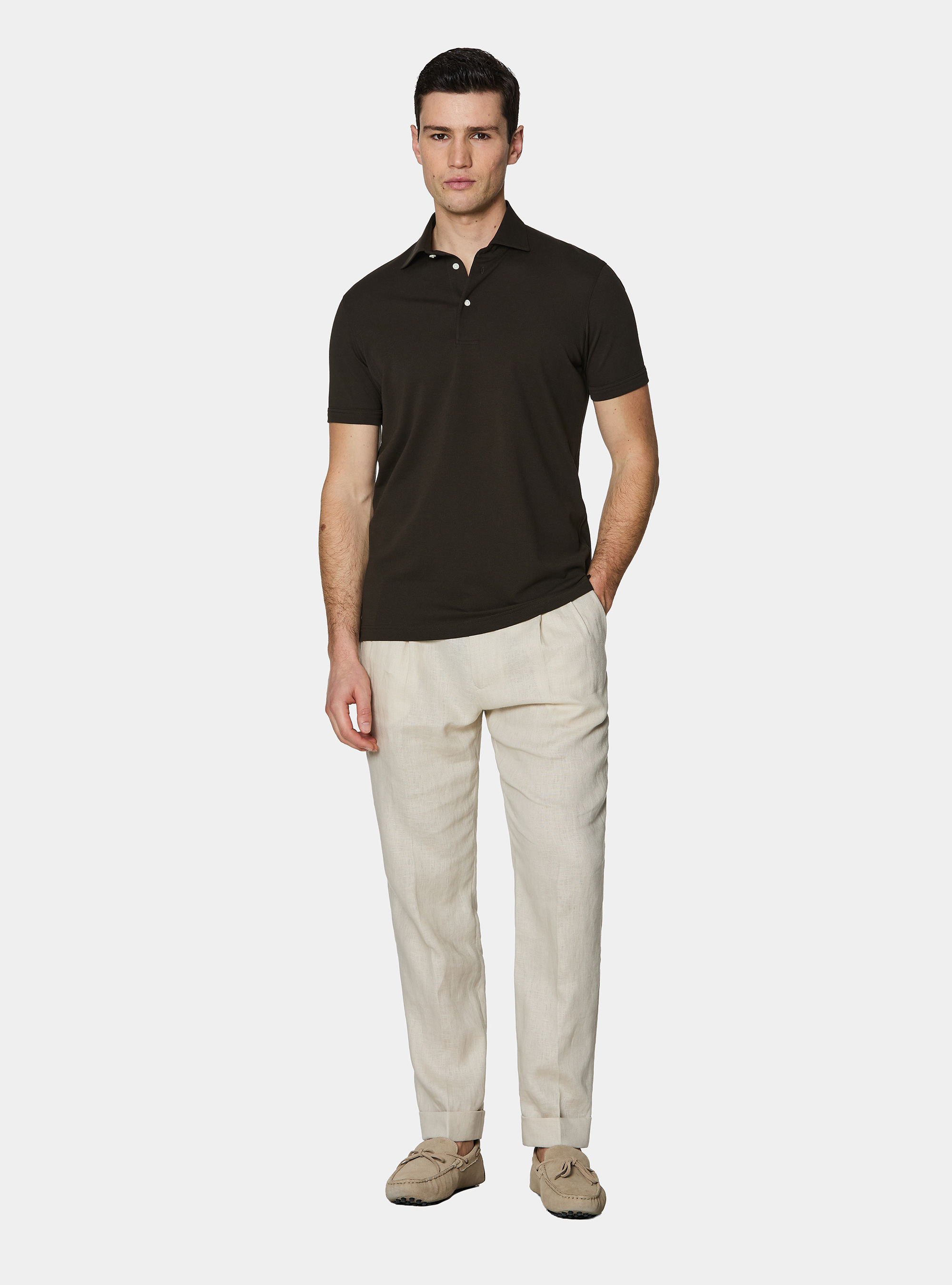 Polo en piqu&eacute; extensible GT01, MARRON