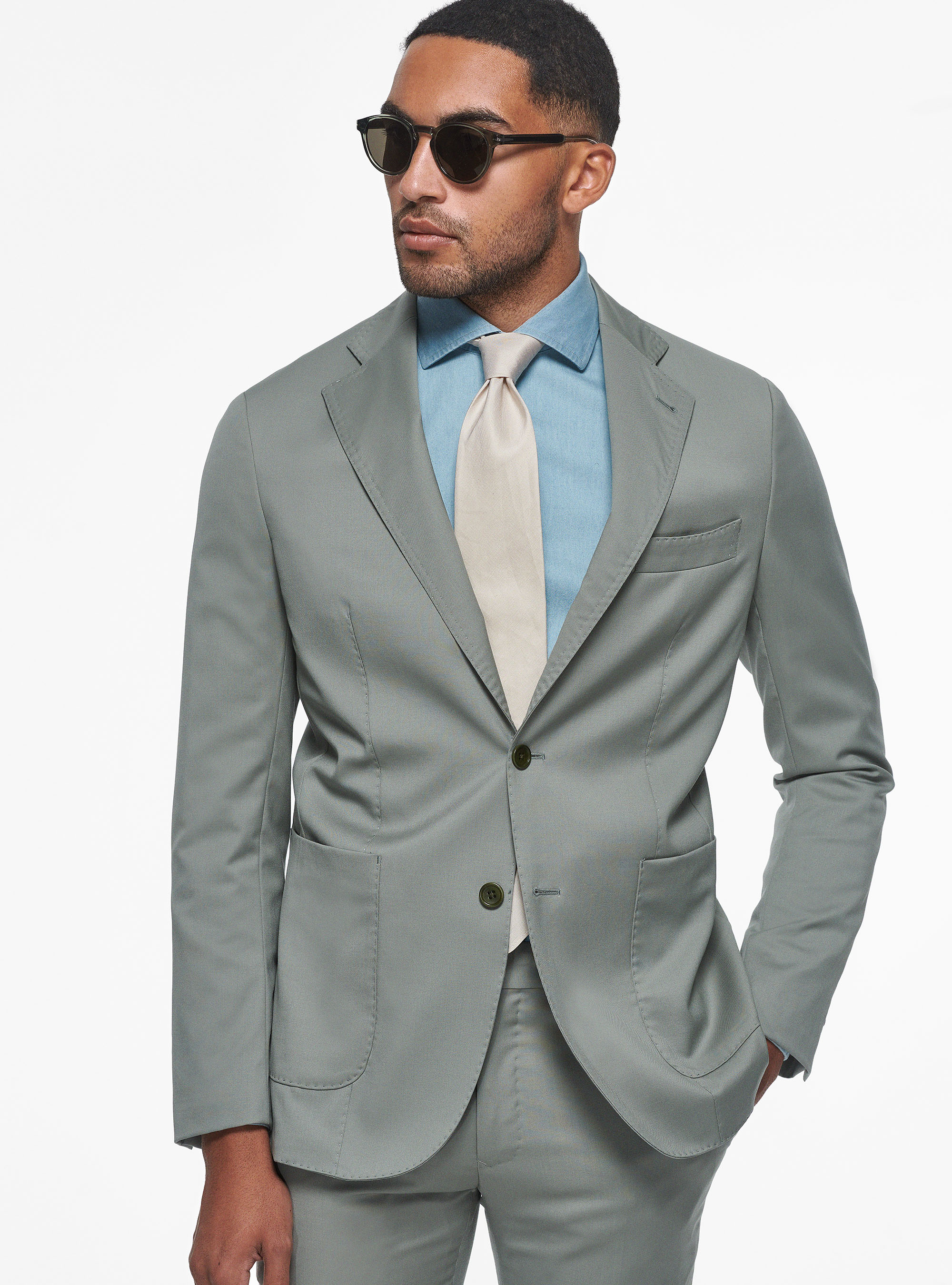 Pure 110's superfine wool blazer, SALVIA 0602C