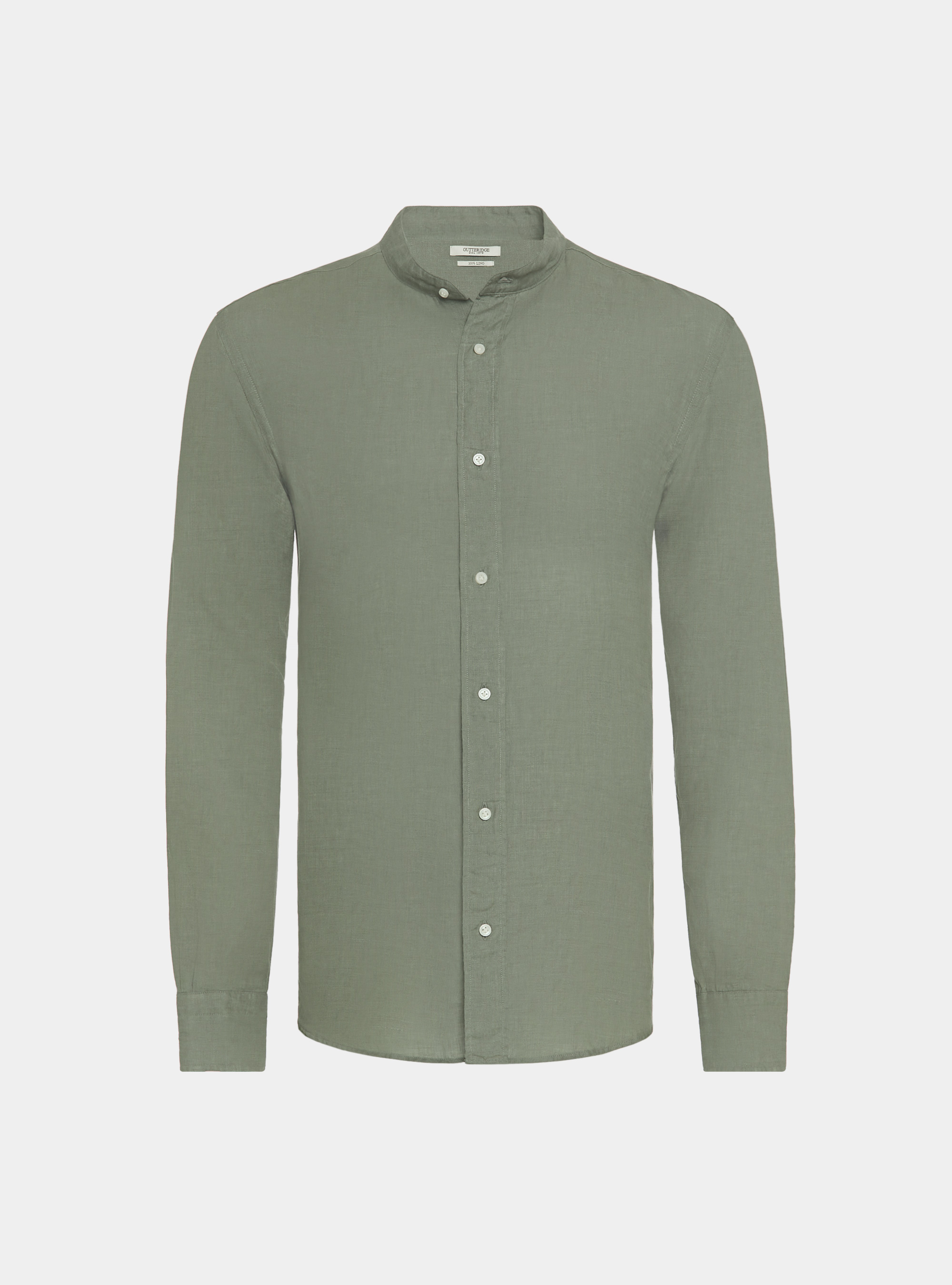 Camicia coreana in puro lino, SALVIA 0602C
