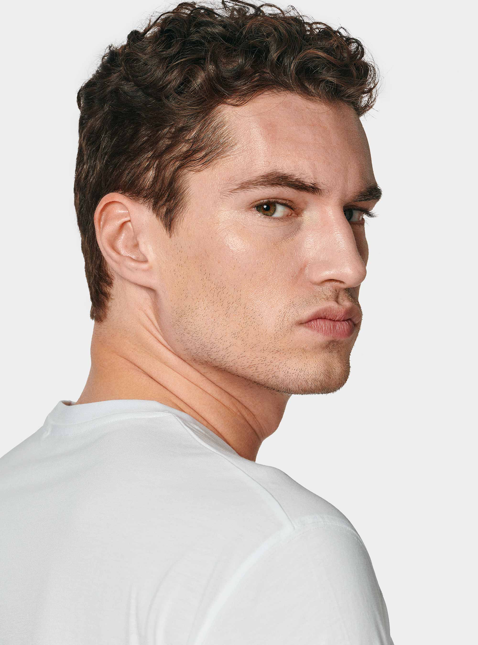 T-shirt &agrave; demi-manches en coton Supima, BLANC