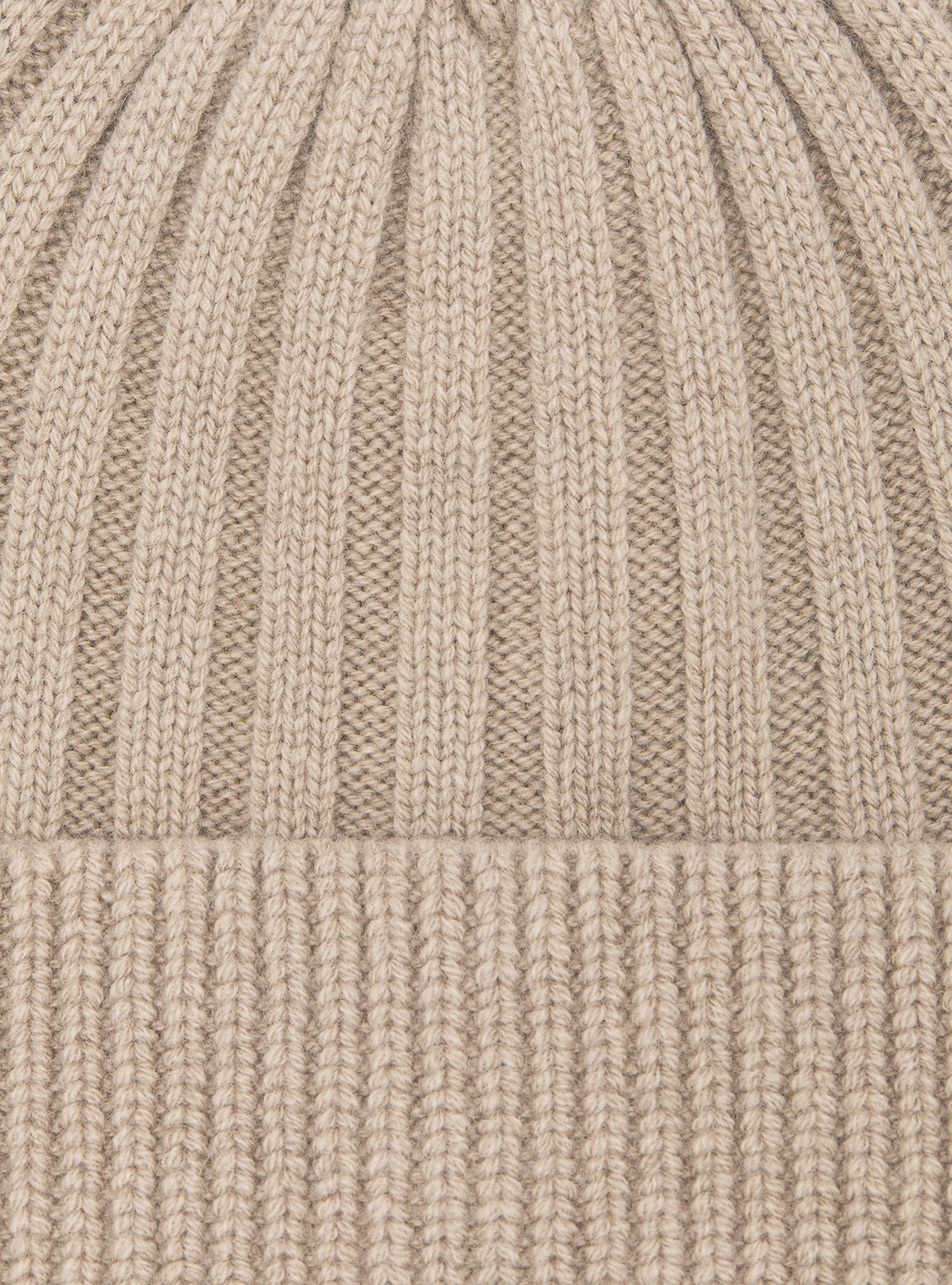 English rib cashmere blend hat, ECRU