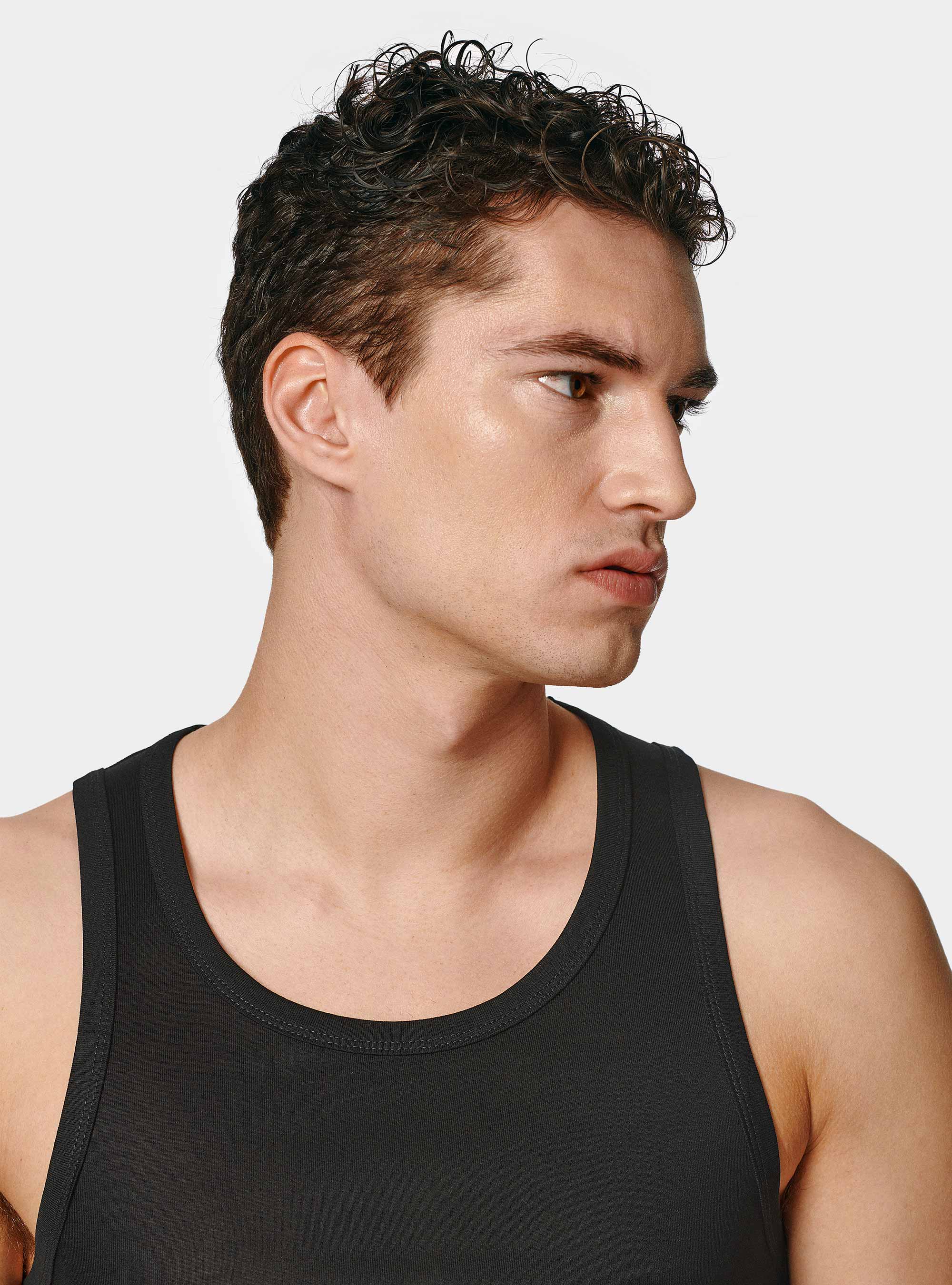 Cotton thread tank top, BLACK