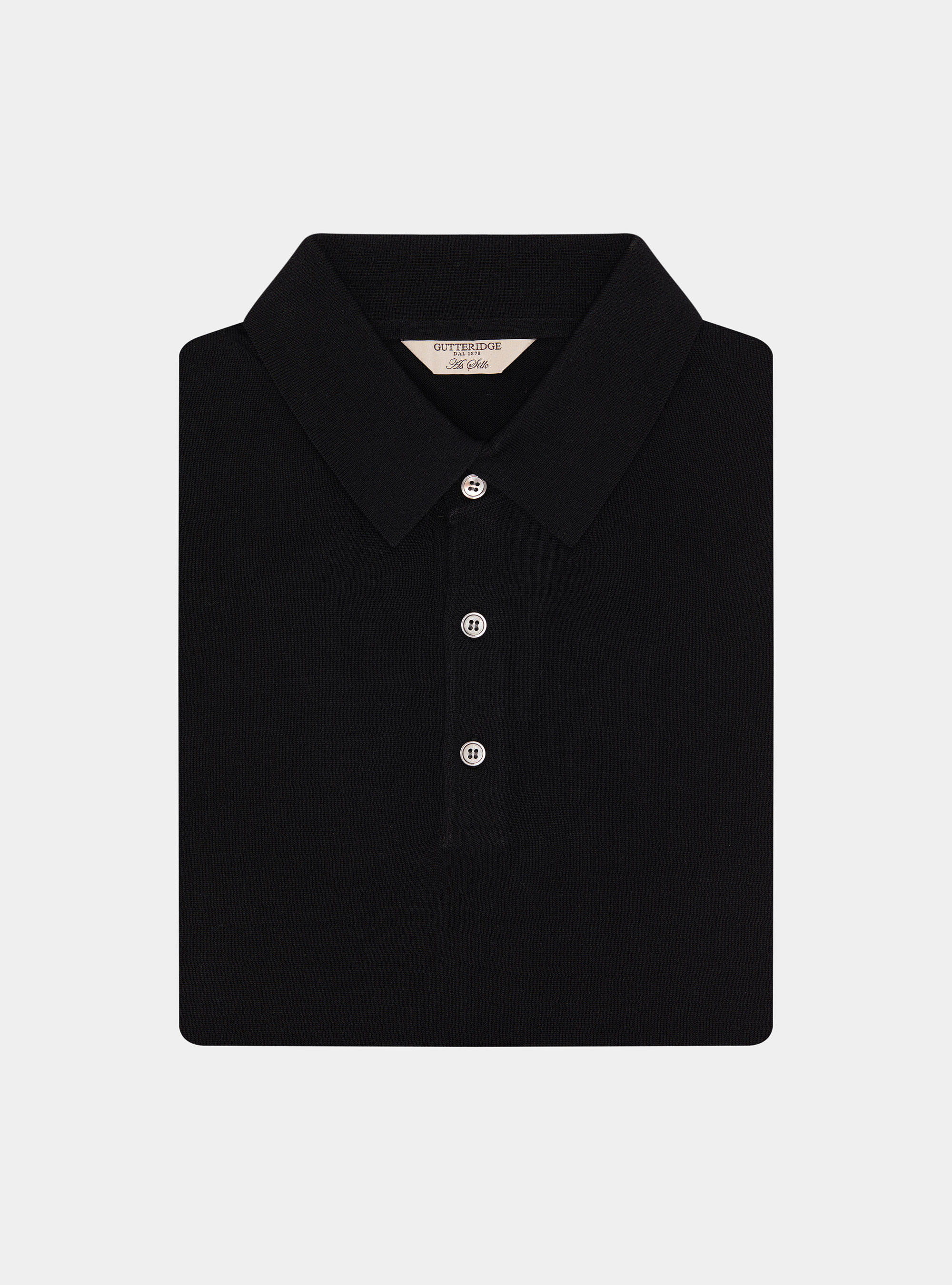 Cotton and silk polo shirt, BLACK