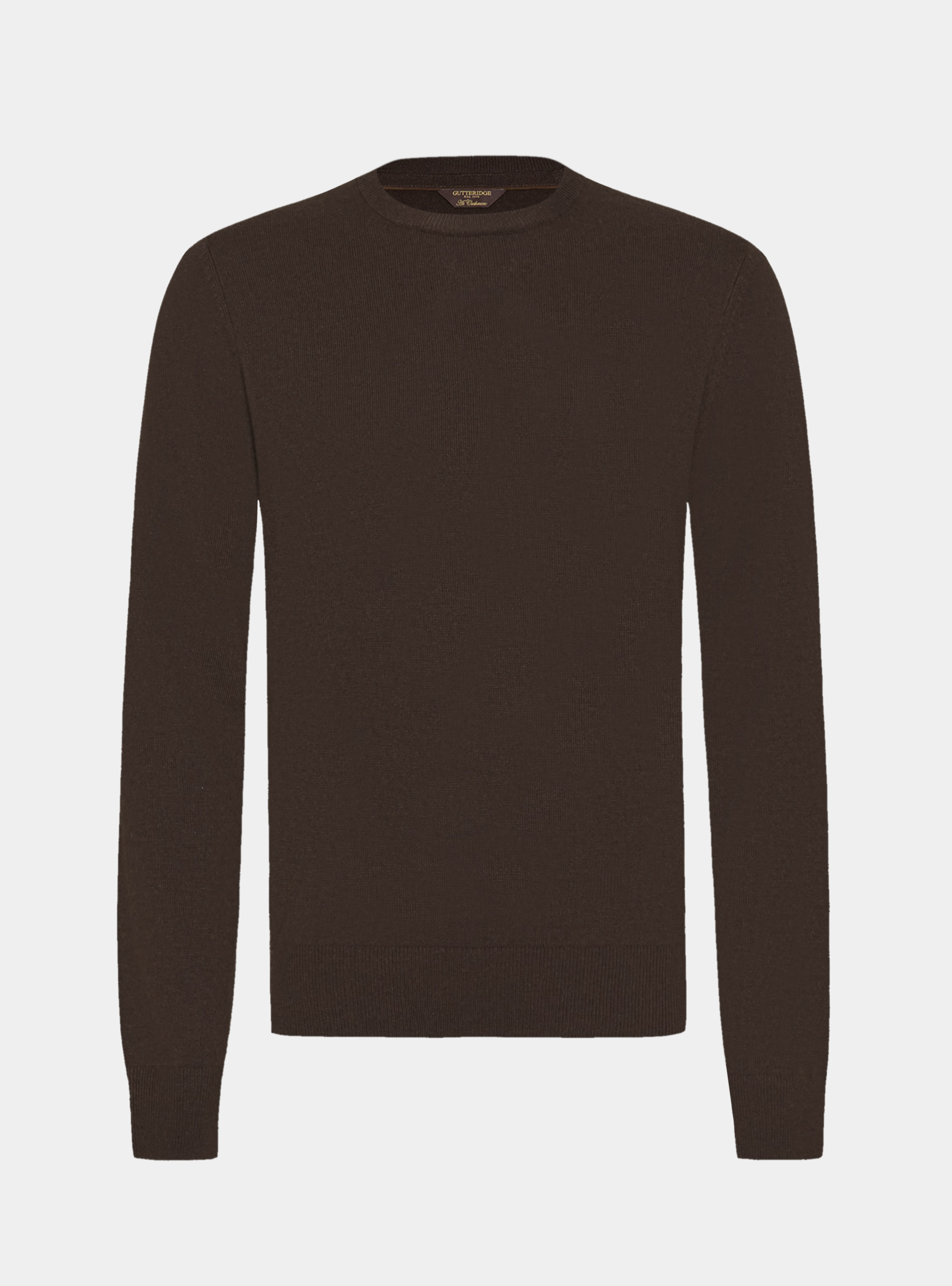 Maglia girocollo in lana lambswool e cashmere, MARRONE