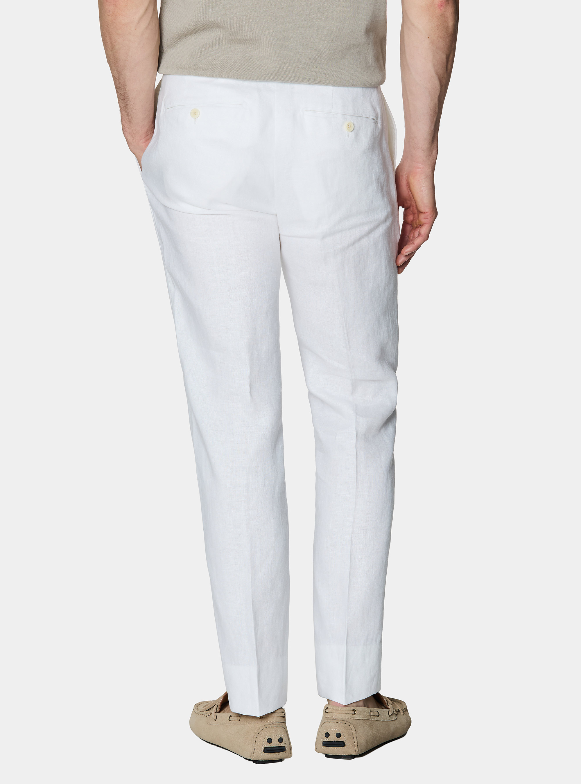 Pure linen suit trousers, WHITE