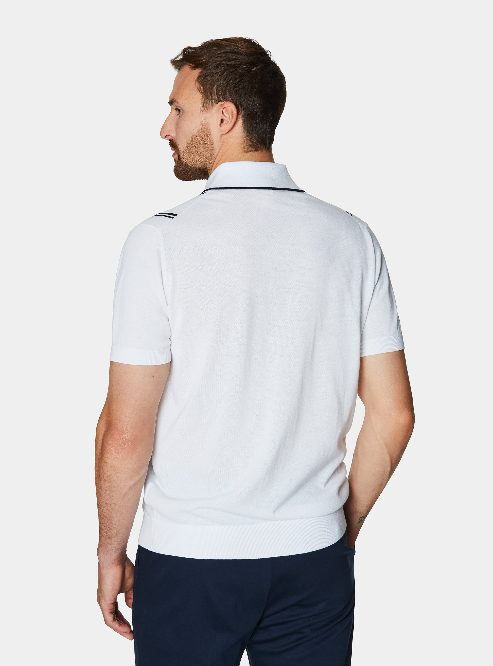 Short-sleeved polo shirt in extra-fine cotton, WHITE