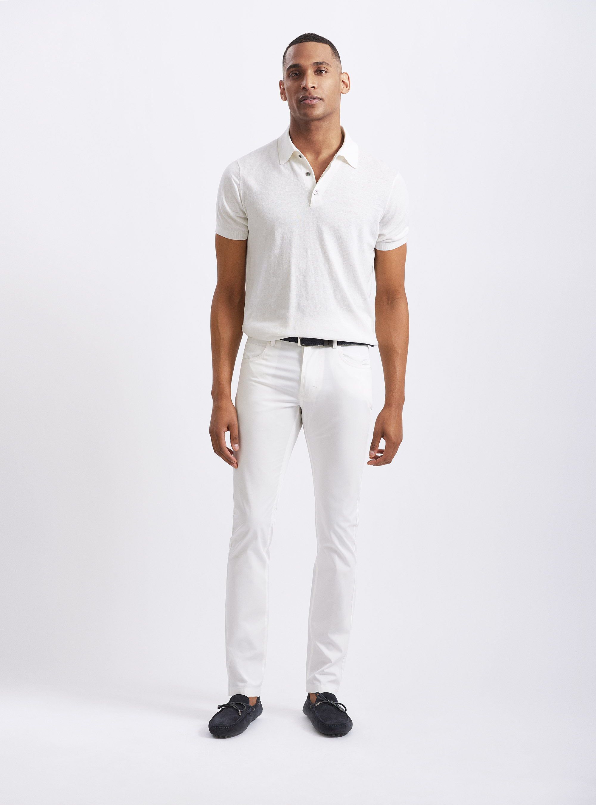 Lightweight cotton twill 5-pocket trousers, WHITE