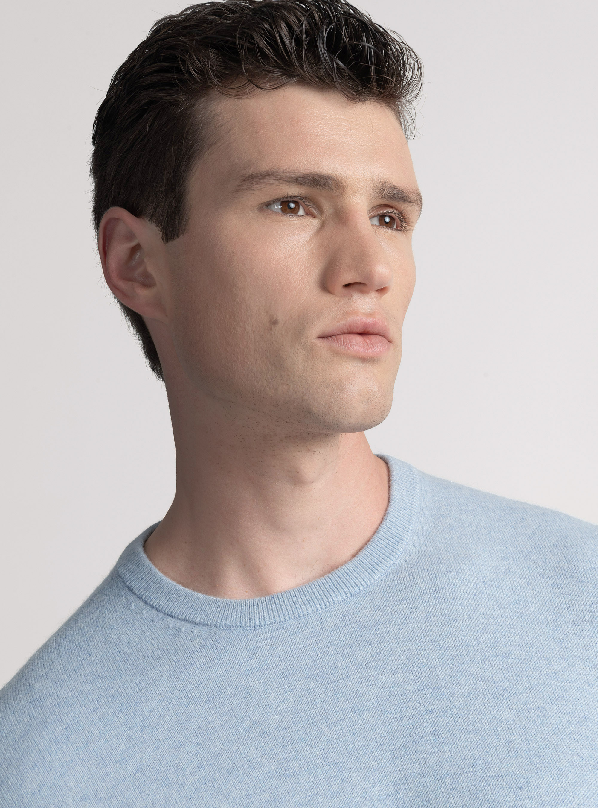 Cashmere crew-neck sweater, AZZURRO POLVERE 0283C