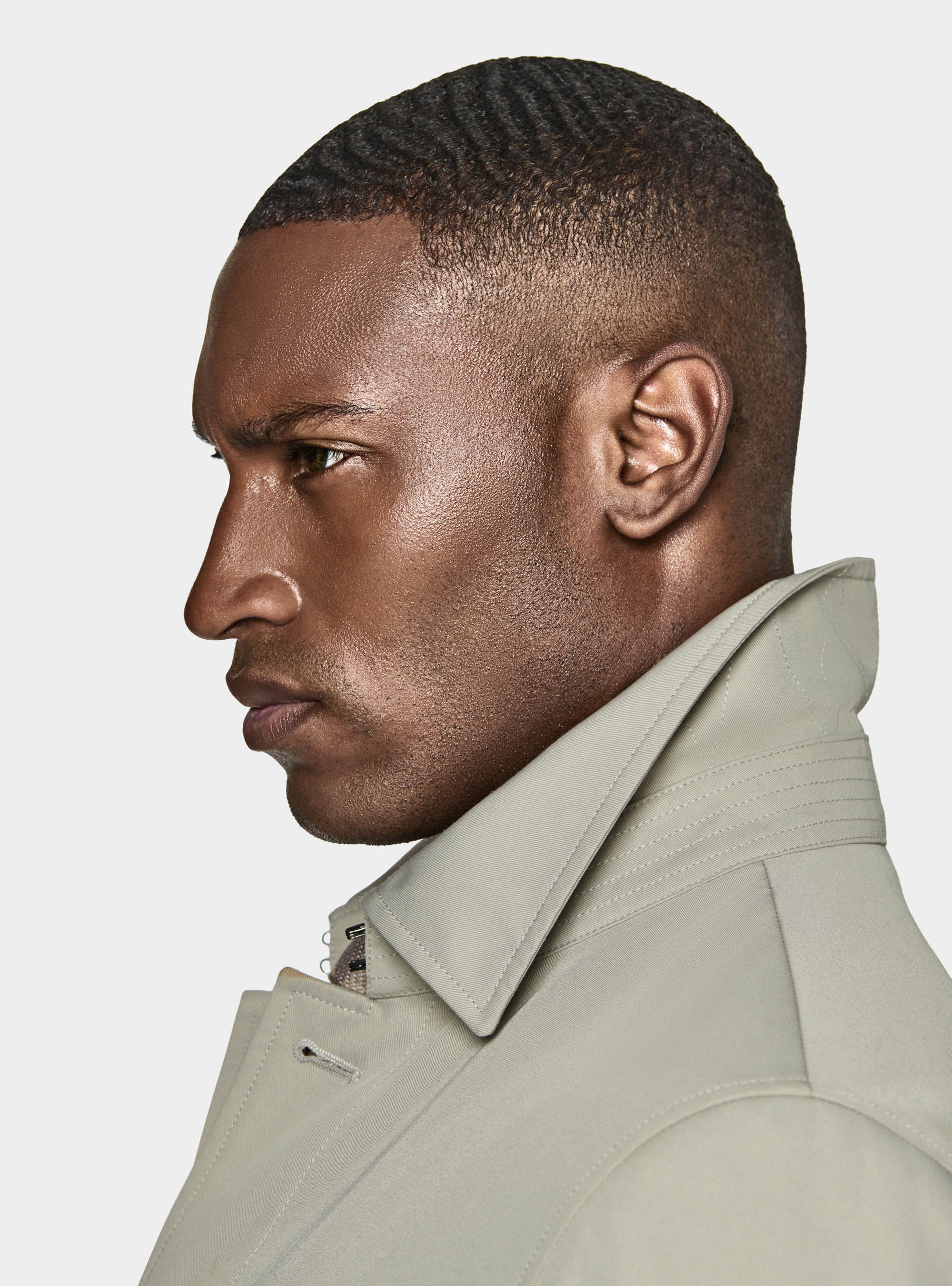 Single-breasted raincoat in cotton blend, ECRU